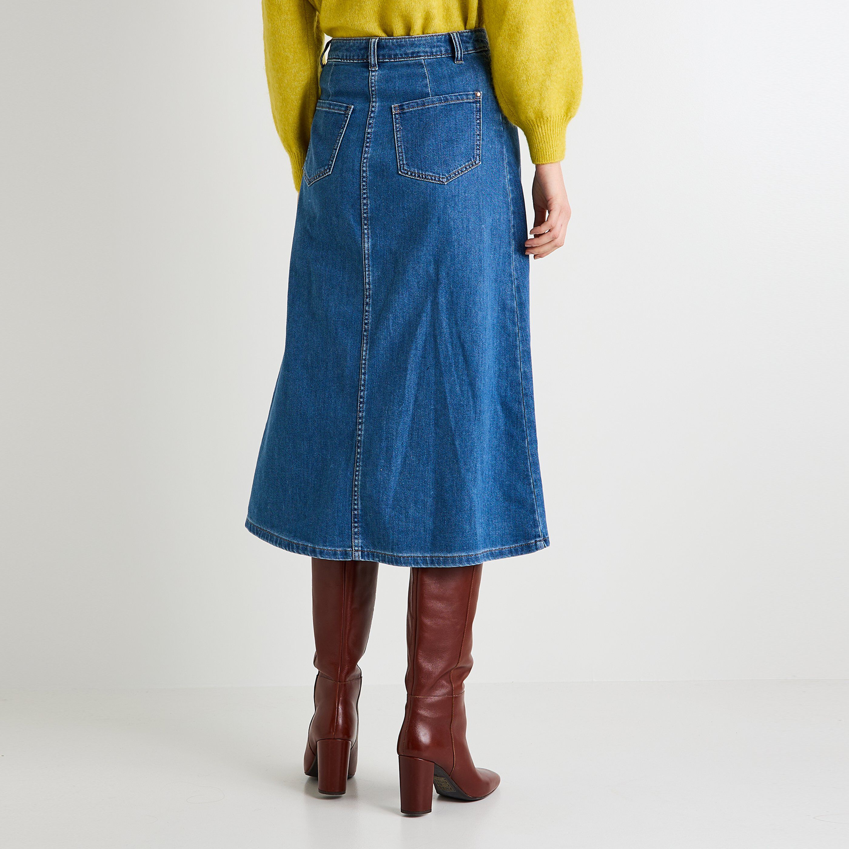 Jupe longue en denim femme