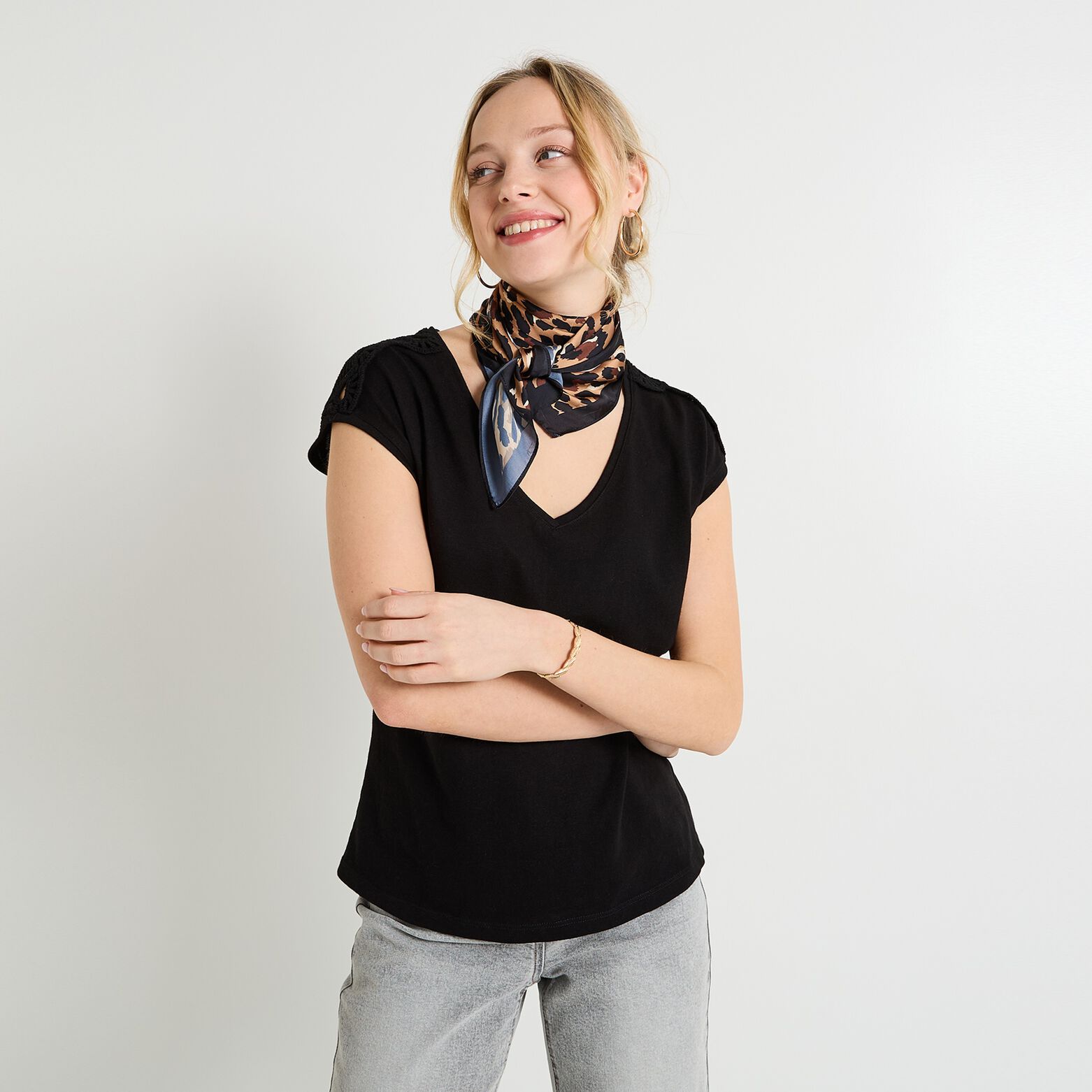 T-shirt col V femme