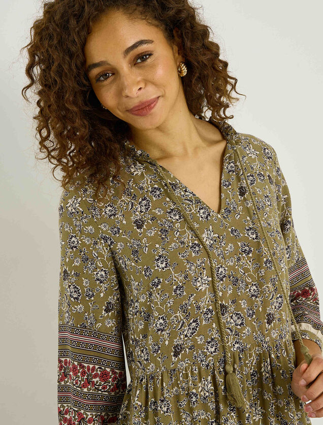 Robe boh&egrave;me longue imprim&eacute; floral