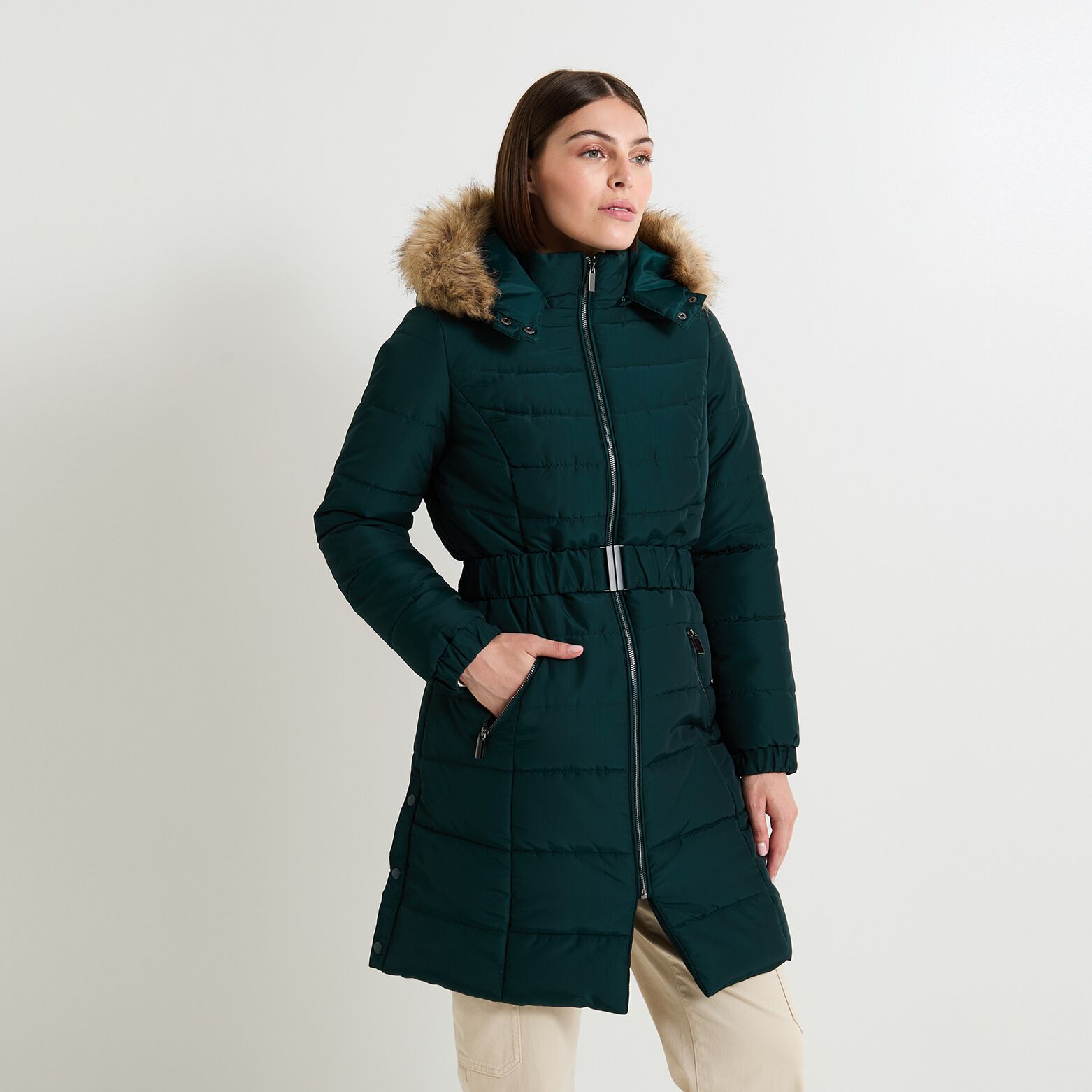 Doudoune longue femme VERT Graindemalice