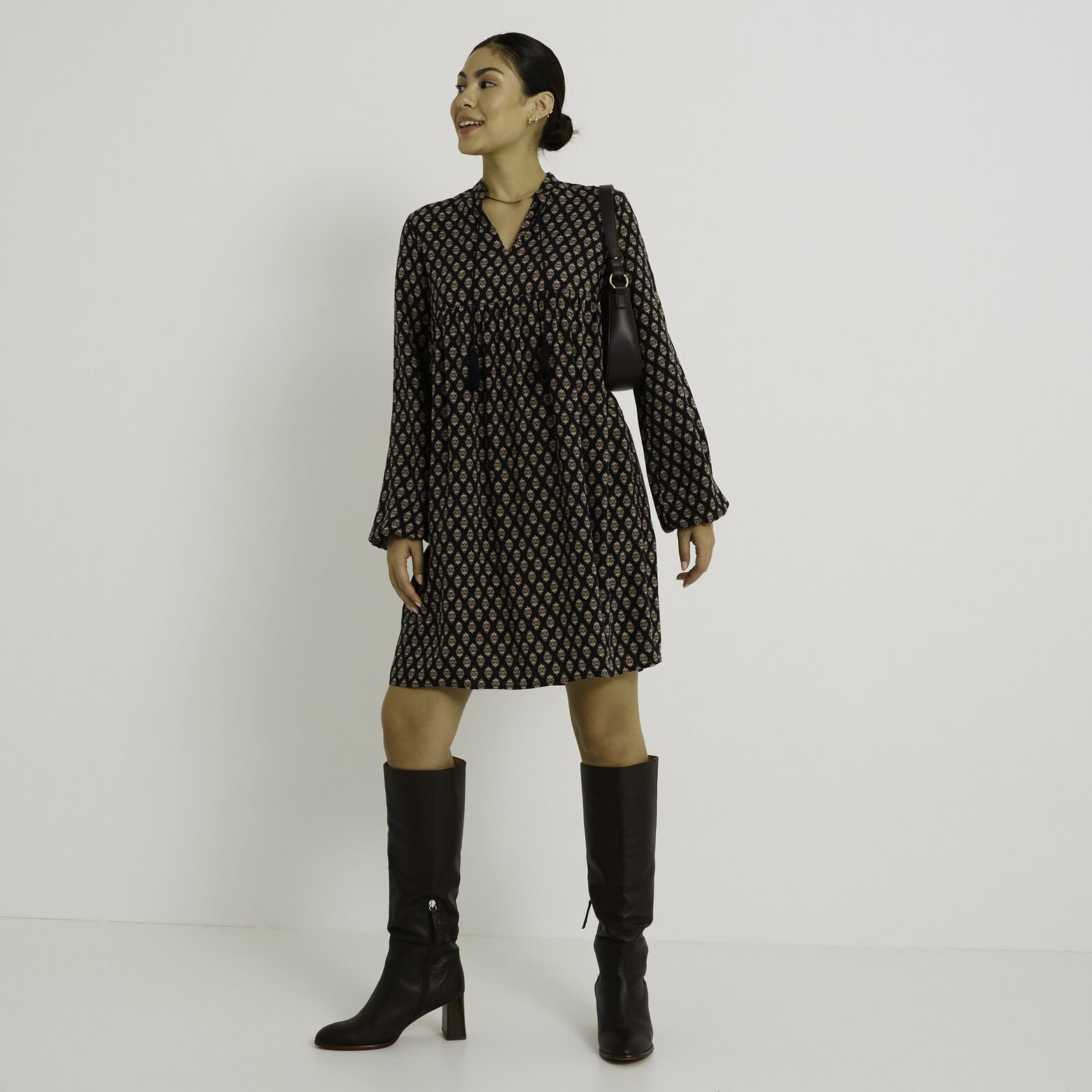 Robe imprimée col V 