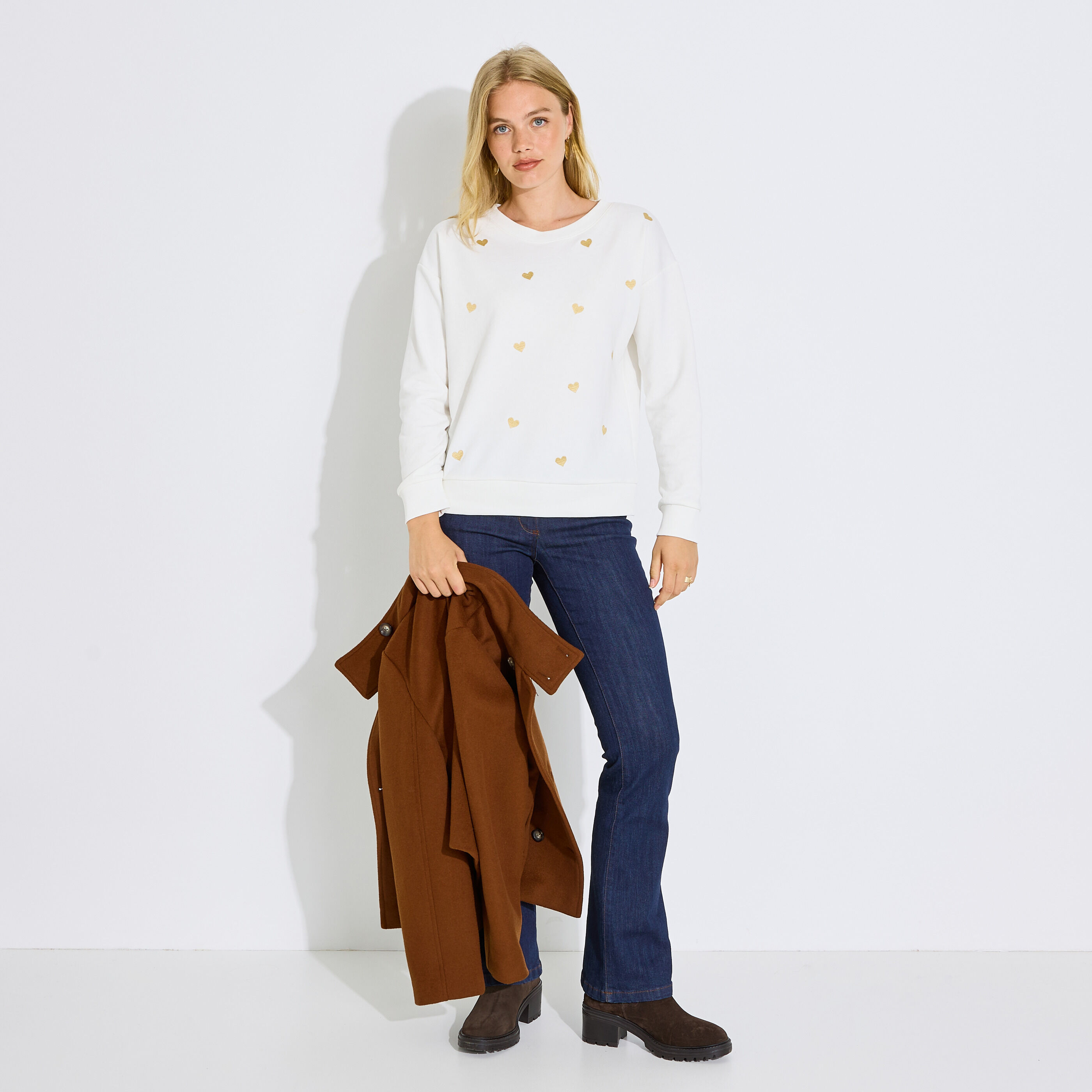 Sweat c&oelig;urs brod&eacute;s femme