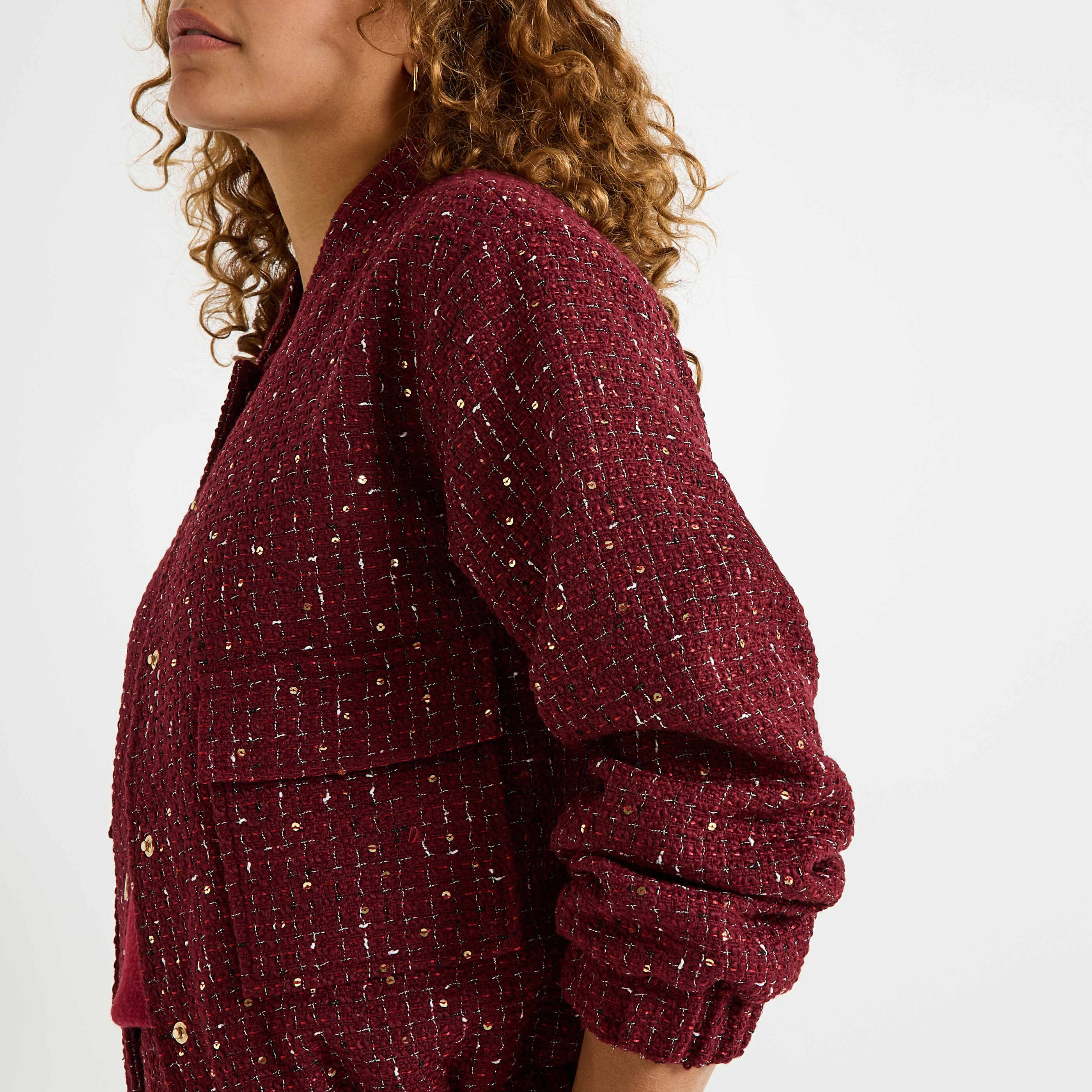 Blouson en tweed paillet&eacute; femme