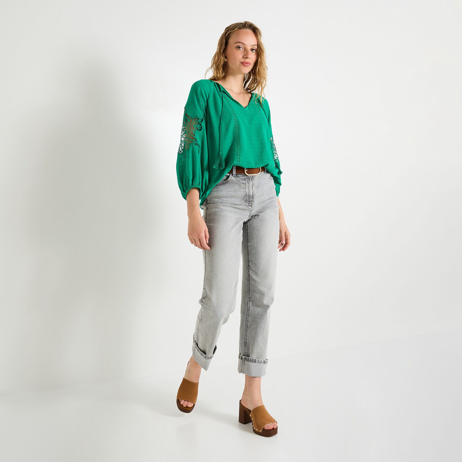 Blouse col V femme