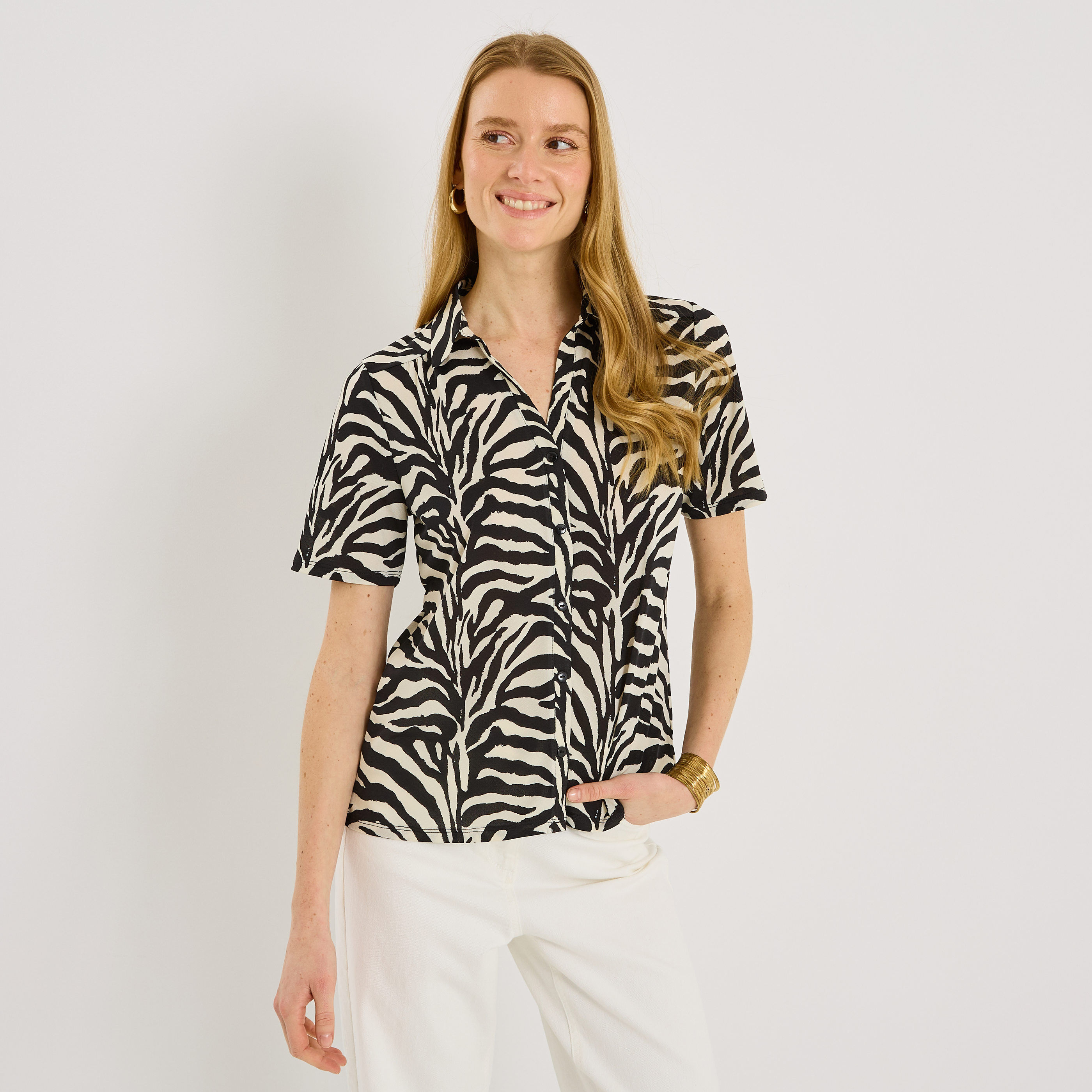 Chemise imprim&eacute; z&eacute;br&eacute; femme