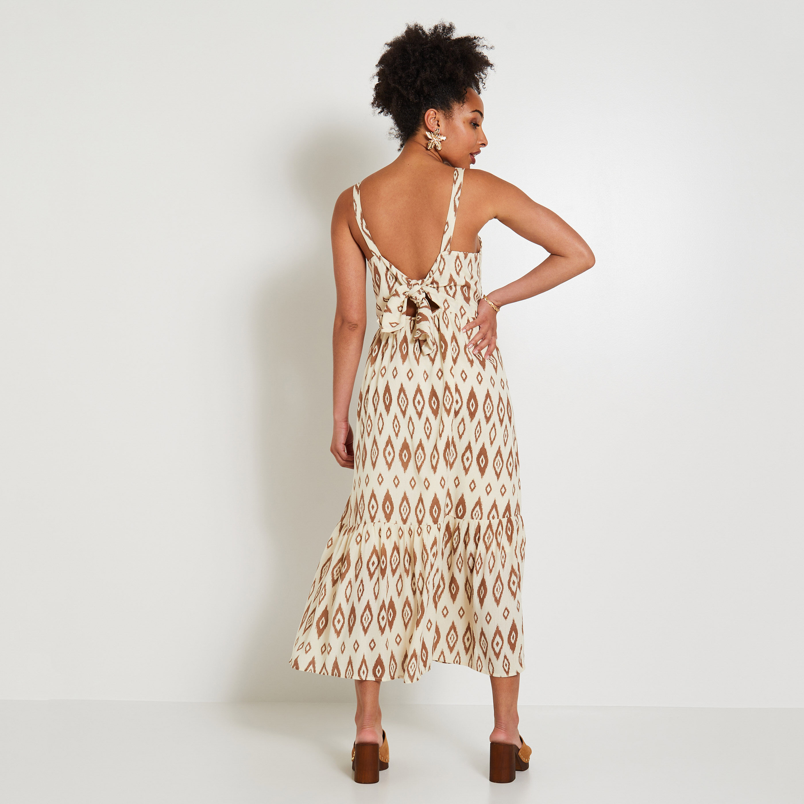 Robe longue imprim&eacute;e femme