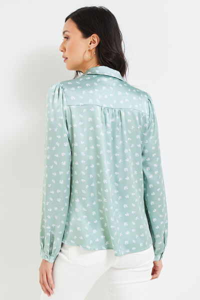 Chemise satinée à manches longues