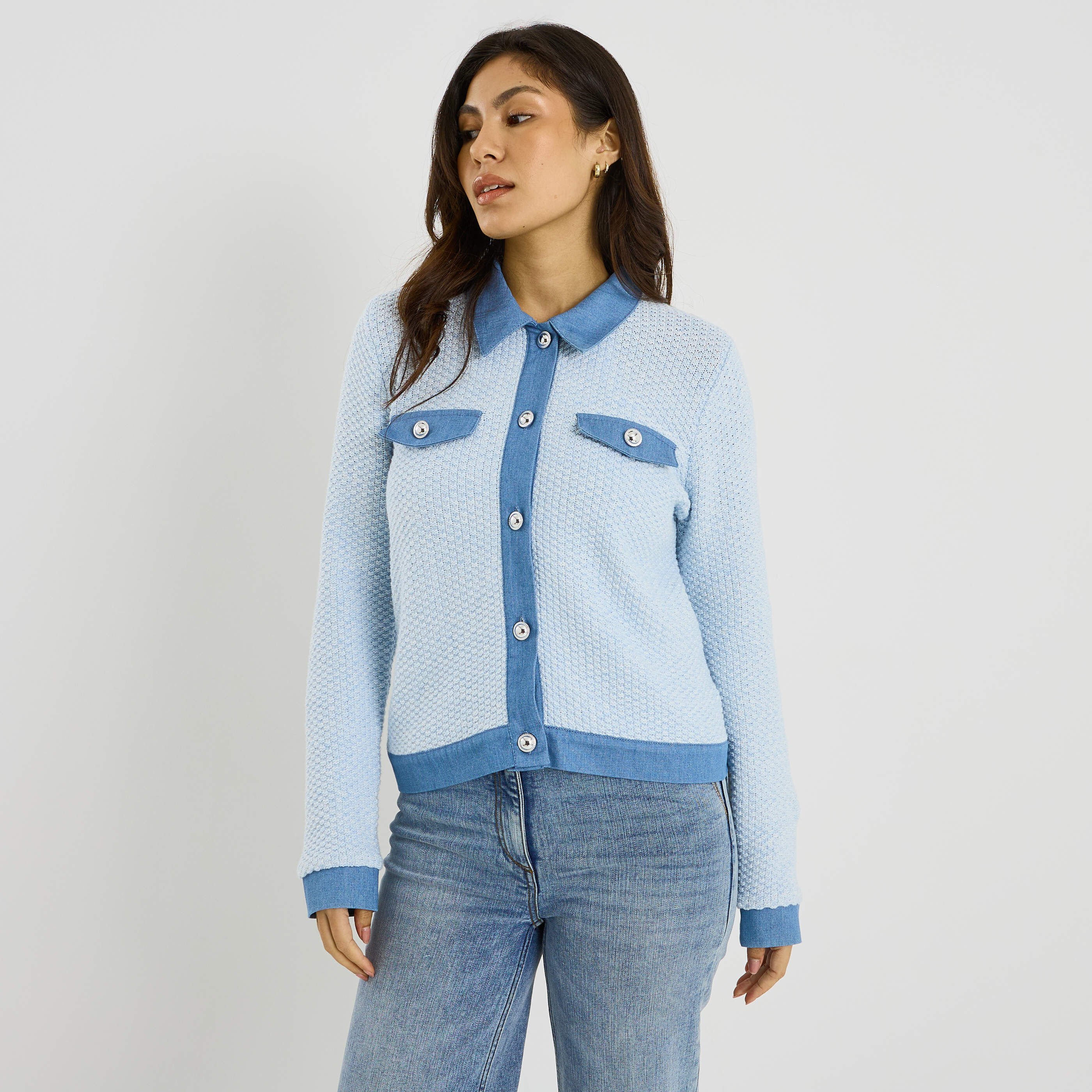 Gilet col chemise femme