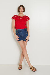 Tshirt détails crochet femme