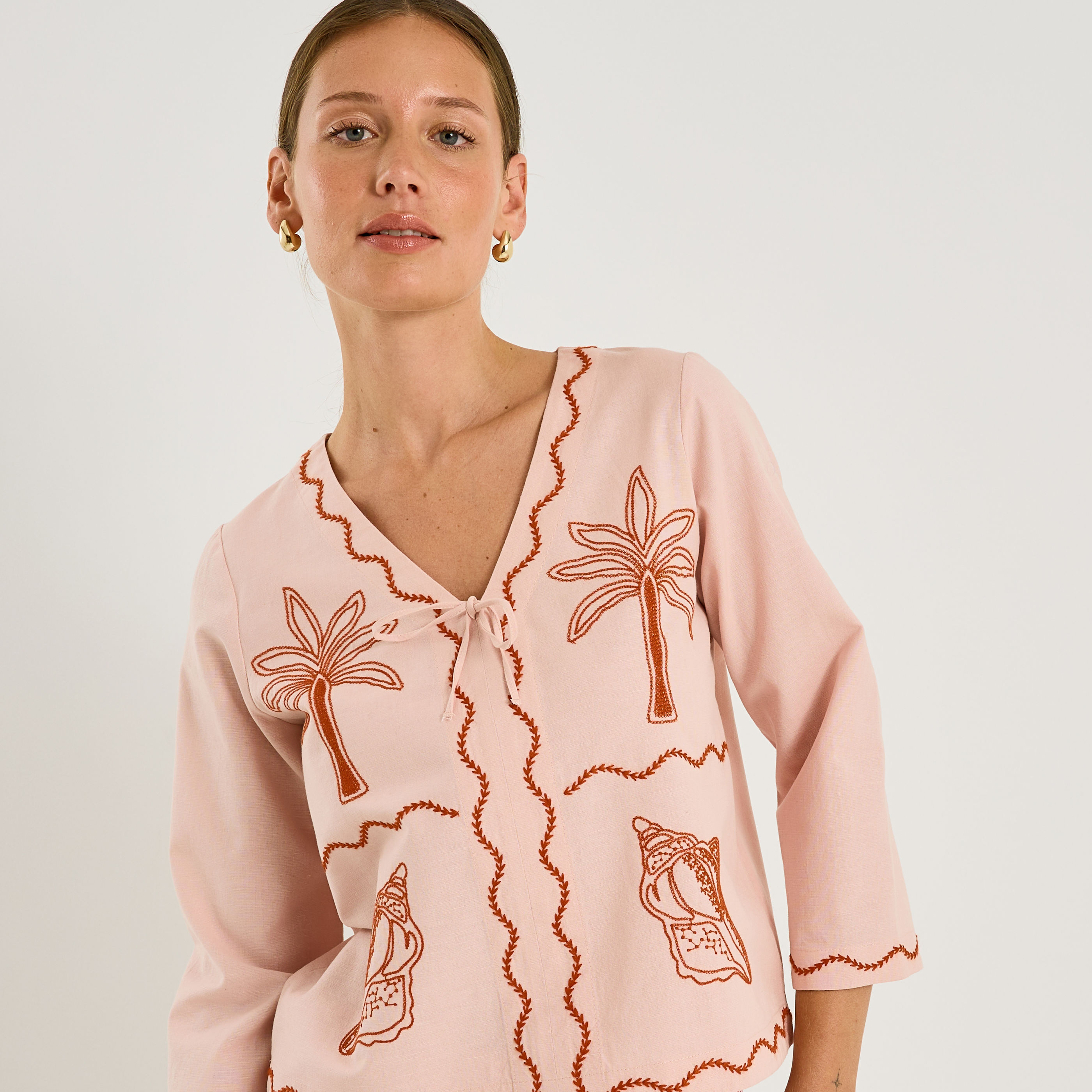 Blouse &agrave; broderies femme