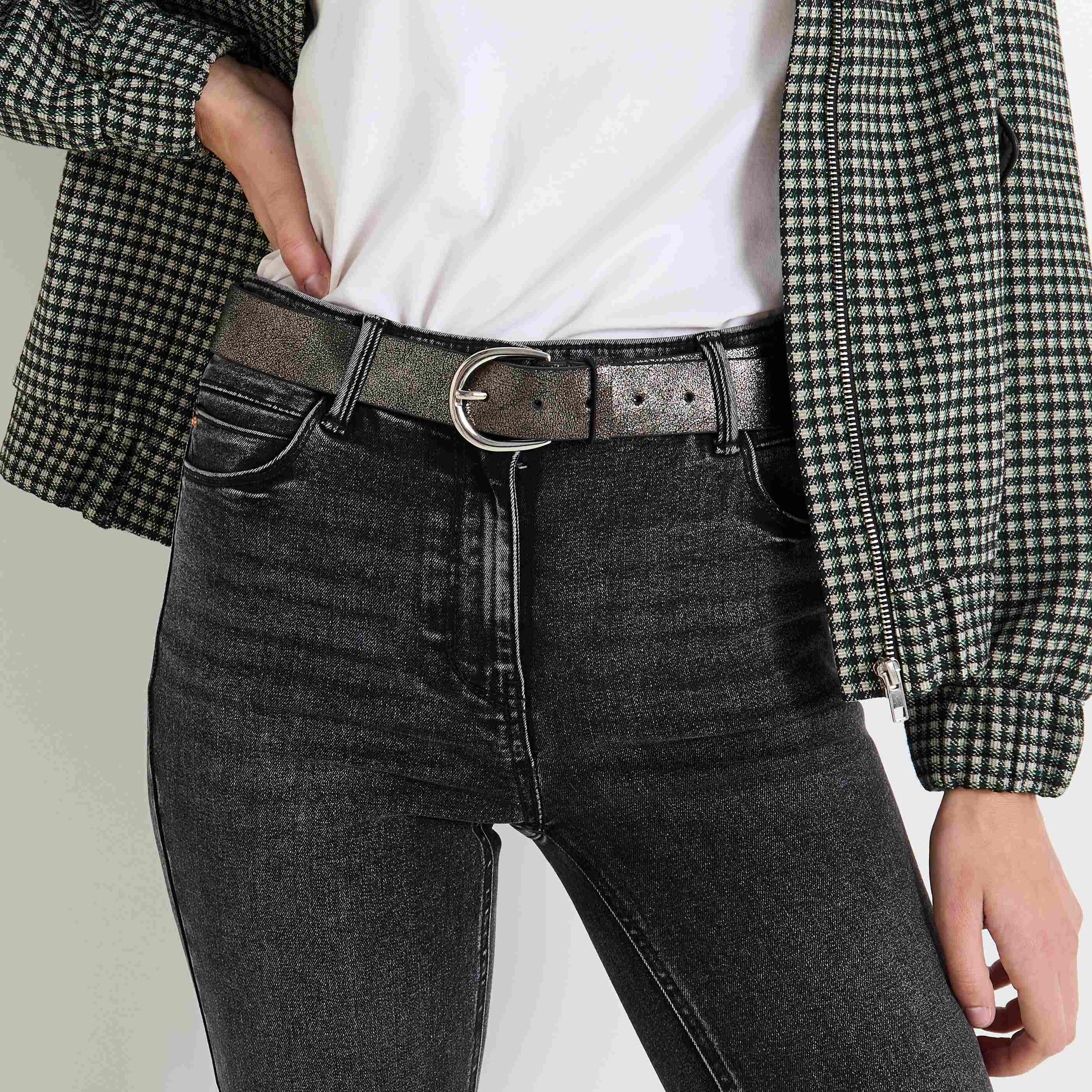 Ceinture cro&ucirc;te de cuir iris&eacute; femme