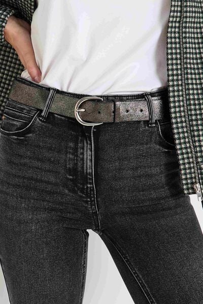 Ceinture croûte de cuir irisé femme