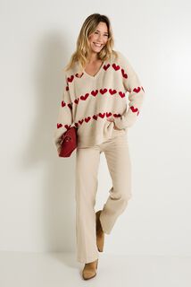 Pull loose col V femme