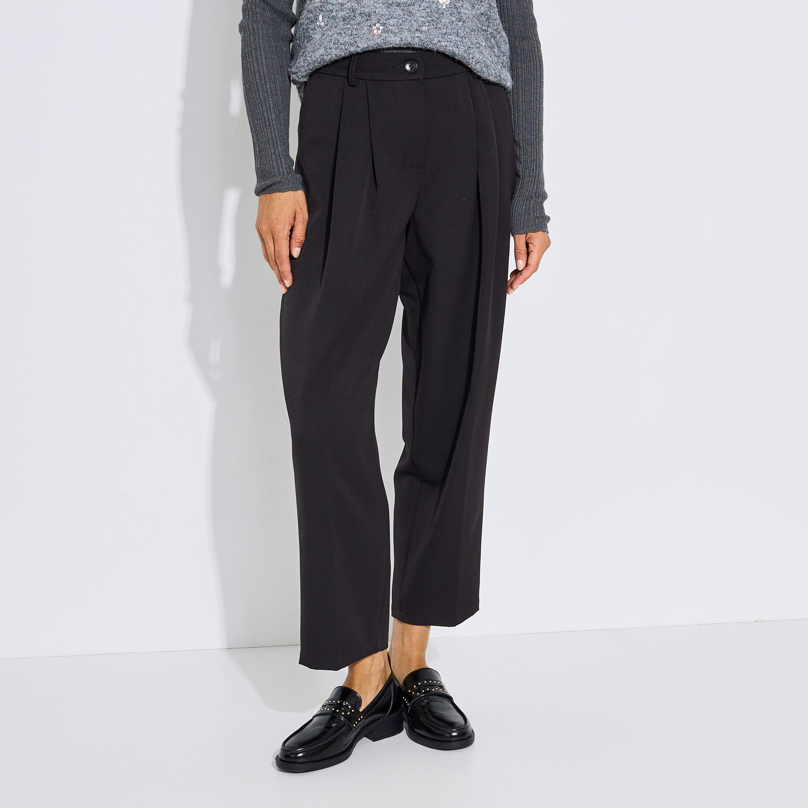 Pantalon barrel raccourci chic femme