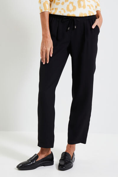 Pantalon large à pont noir femme