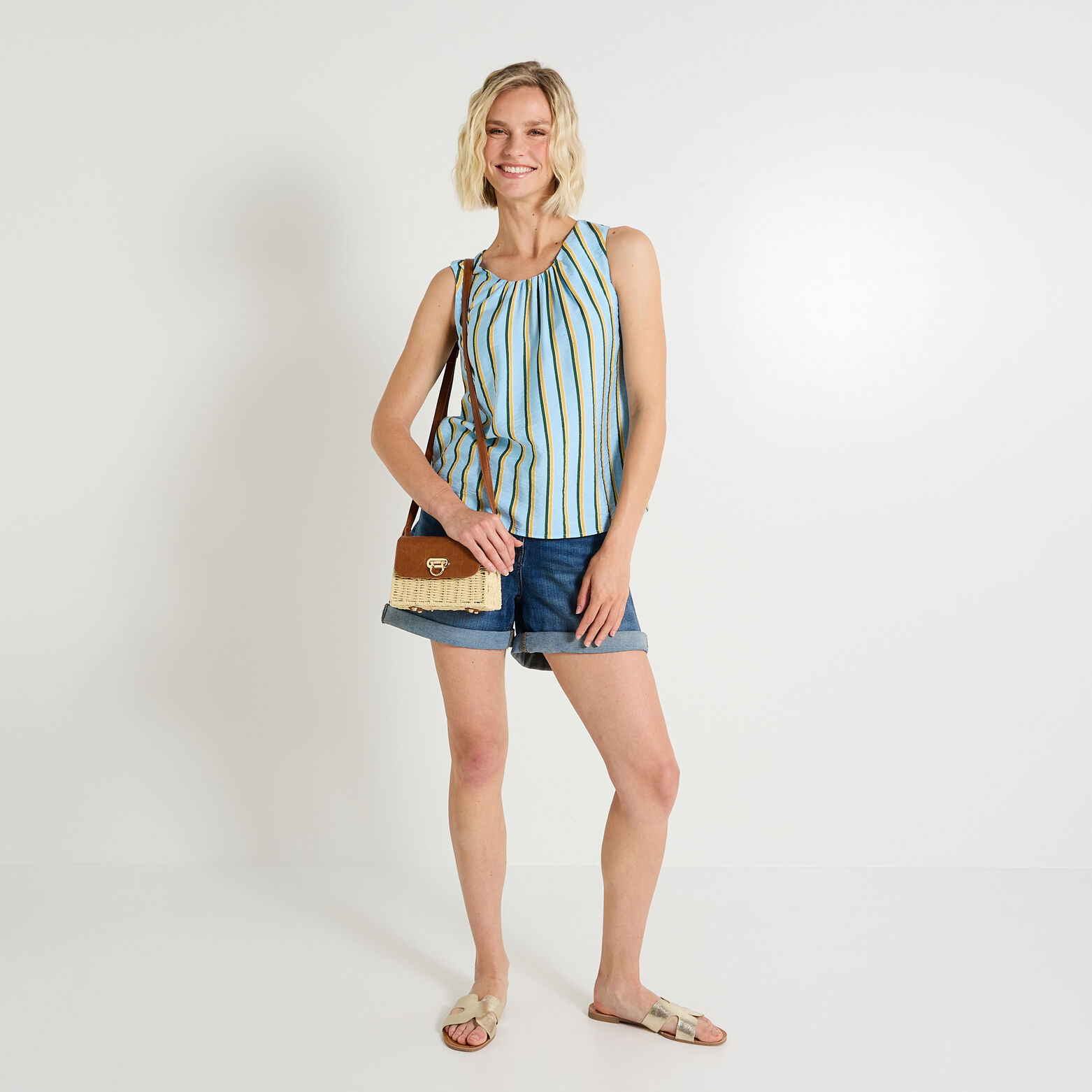 Top col rond femme