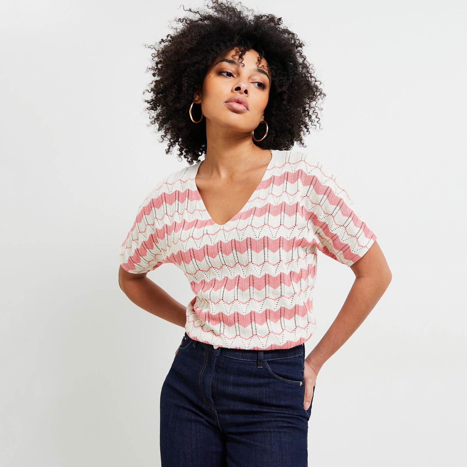 Pull maille ajourée femme