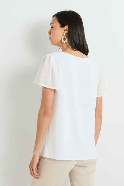 Blouse col V manches courtes femme