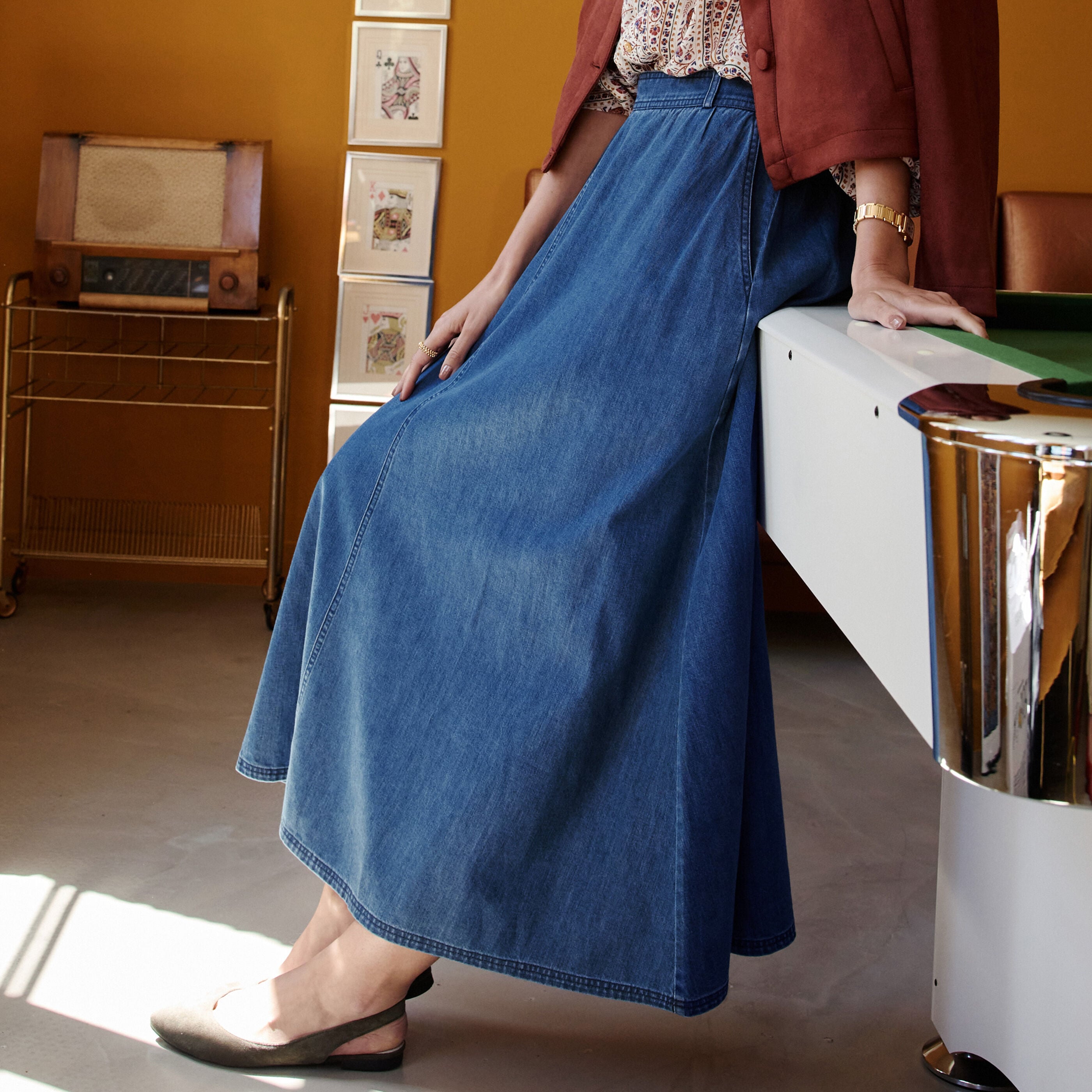 Jupe longue en jean femme
