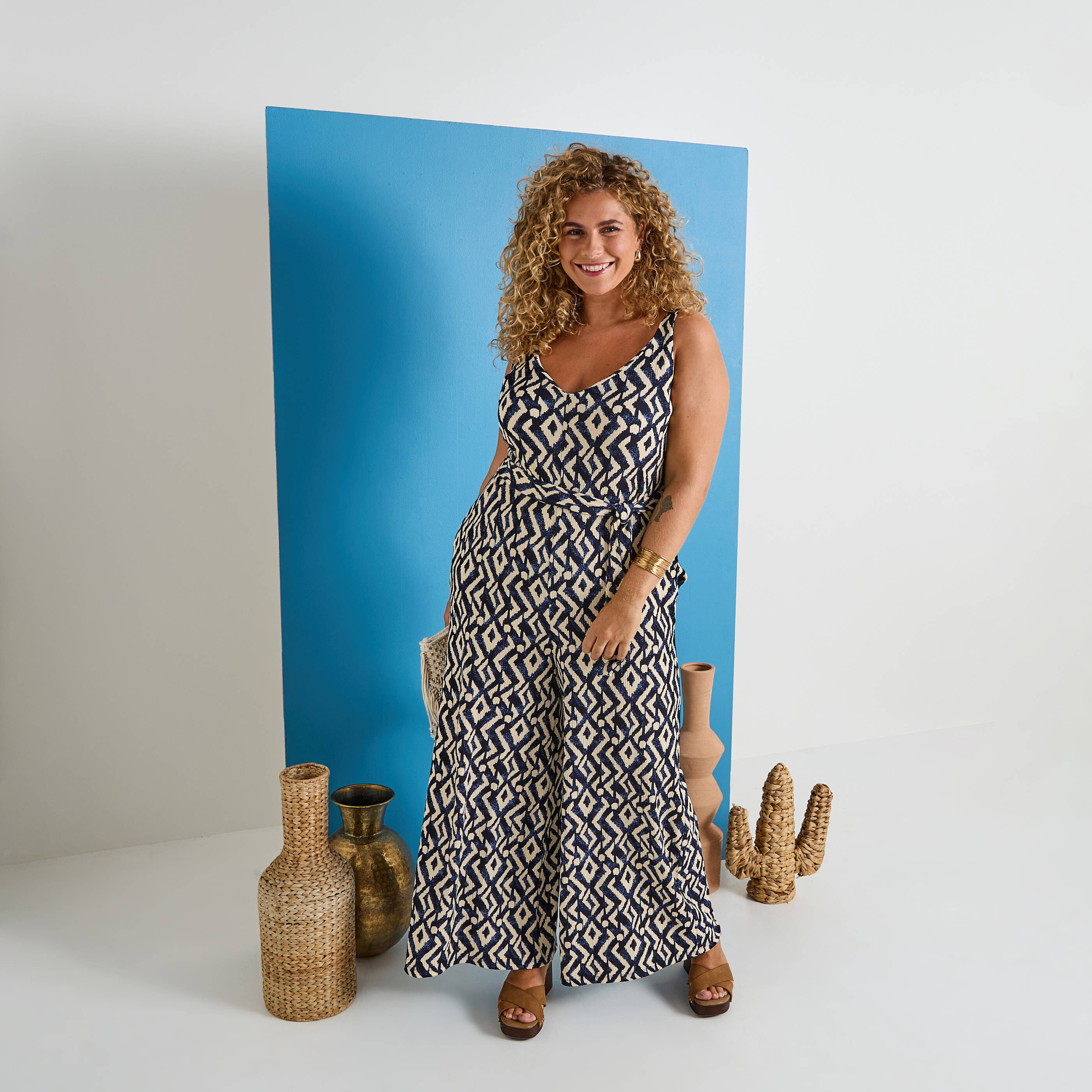 Combinaison en maille imprim&eacute;e femme