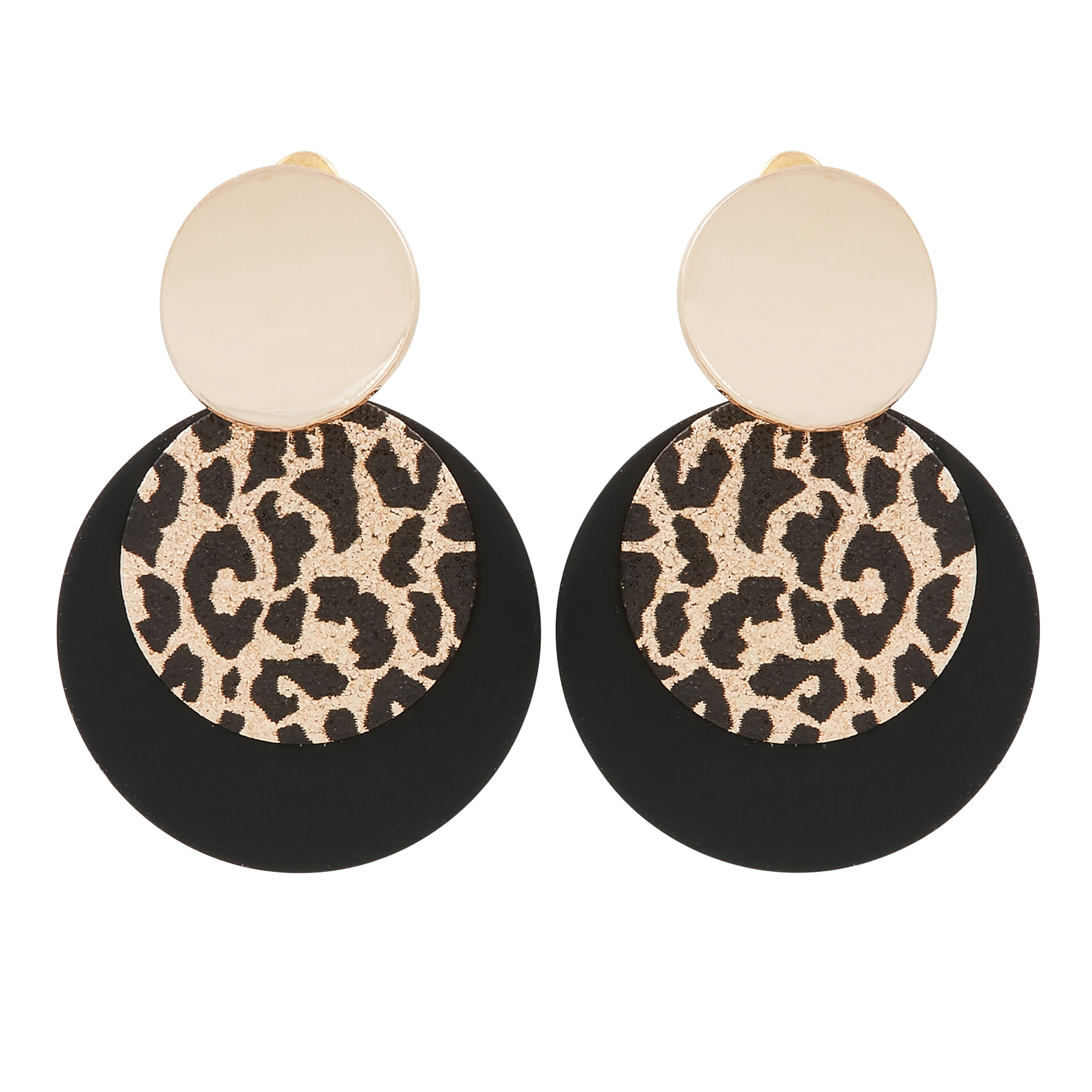 Boucles d'oreilles cercle noir l&eacute;opard