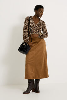 Blouse imprimé léopard à col V femme