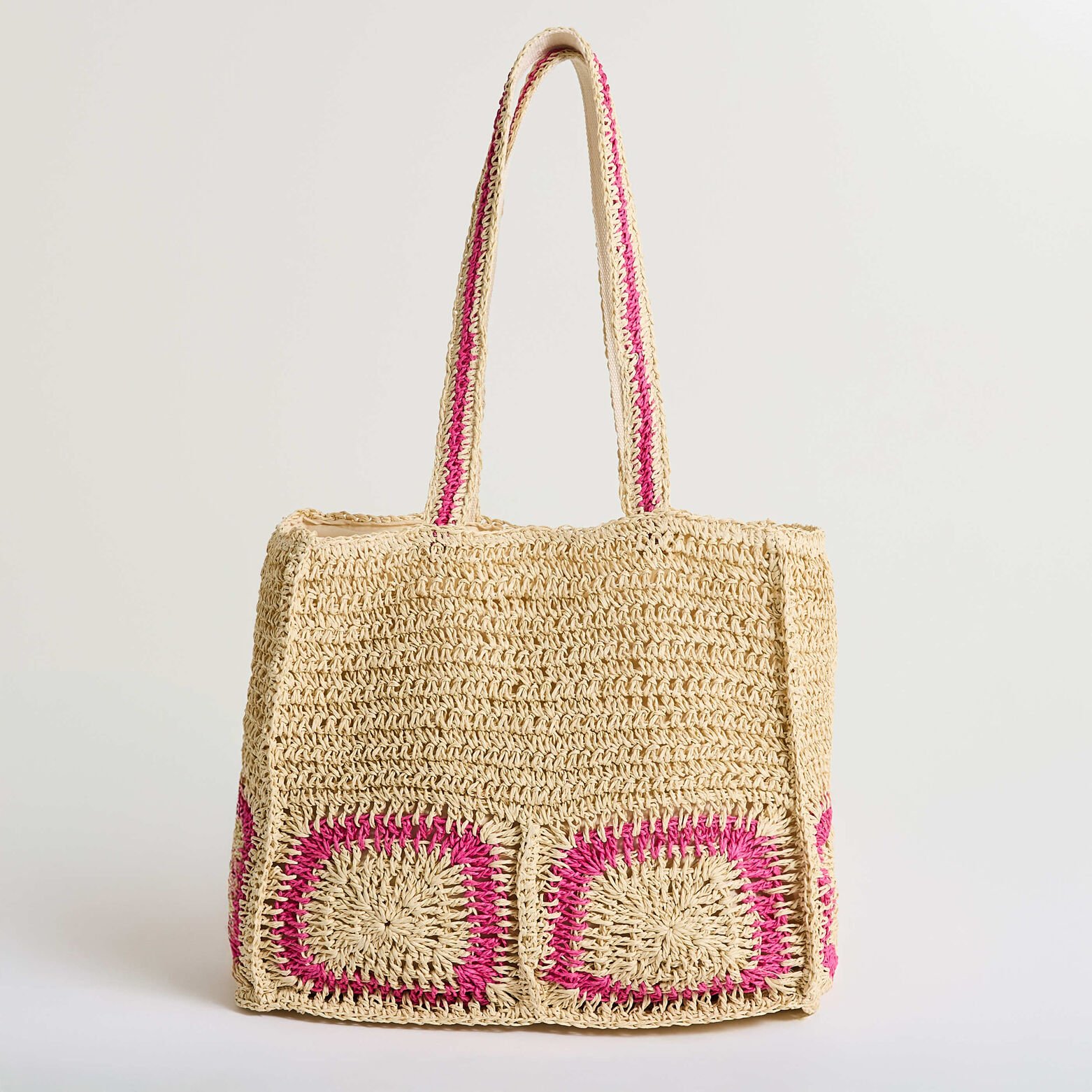 Sac panier en paille bicolore femme
