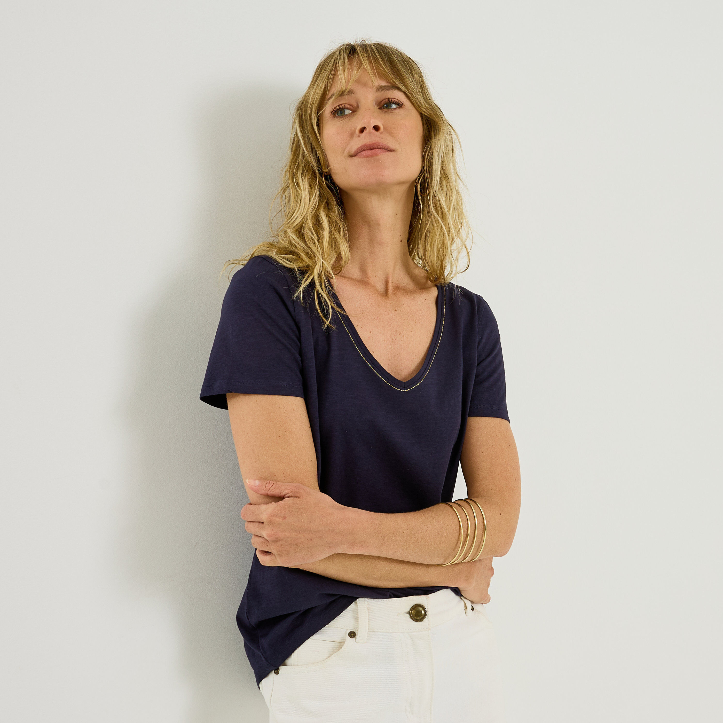 T-shirt col V femme