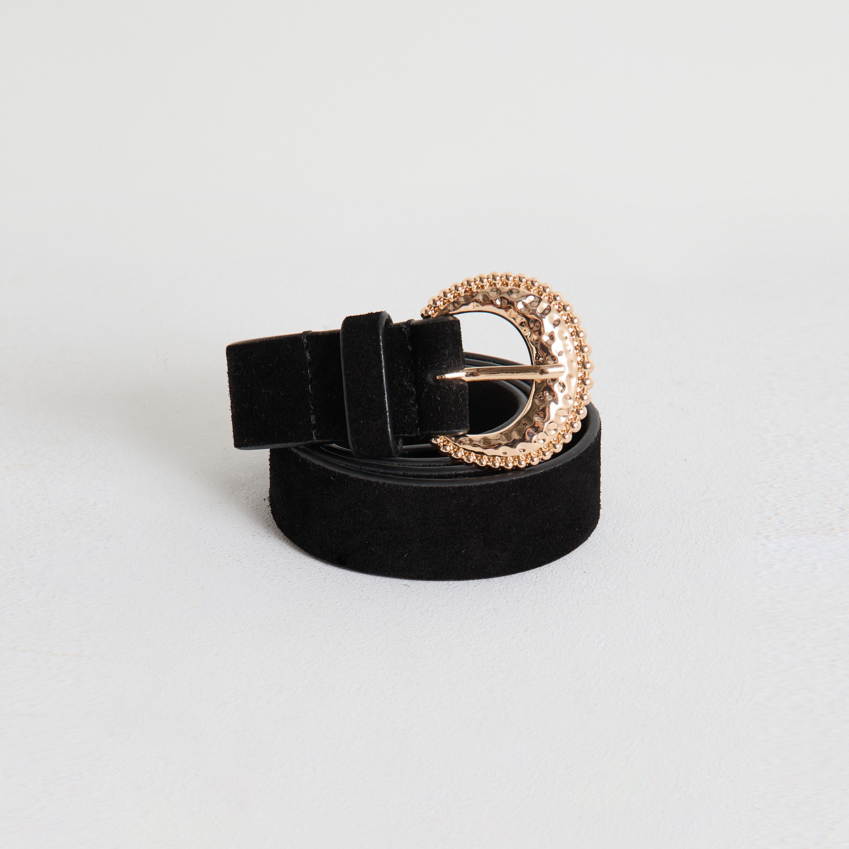 Ceinture croute de cuir femme NOIR Graindemalice