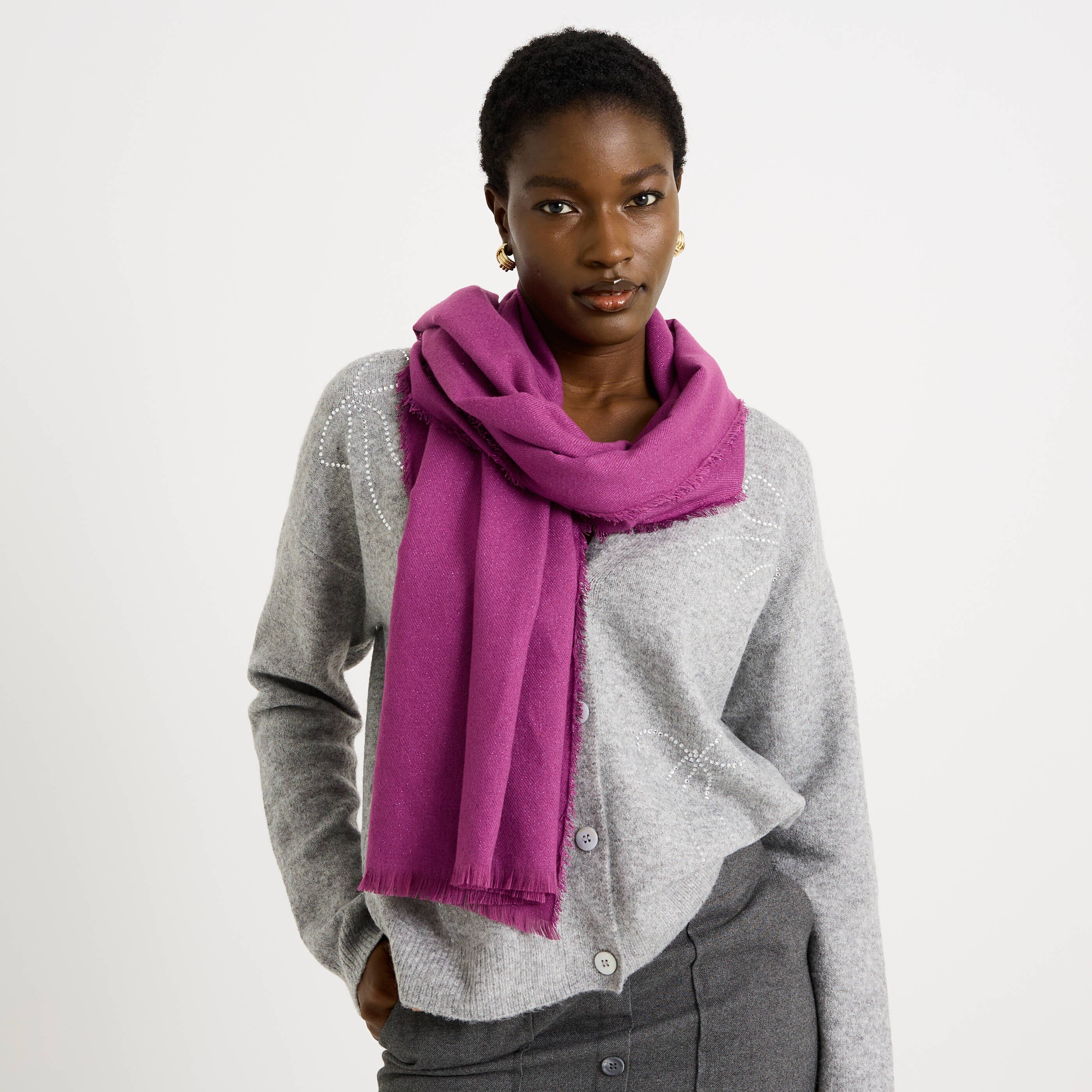 &Eacute;charpe unie brillante femme