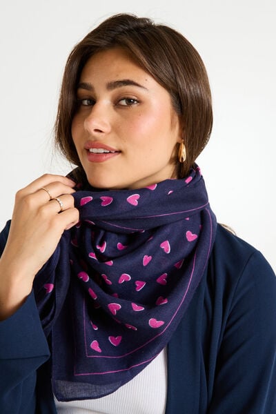 Foulard carré imprimé coeur 