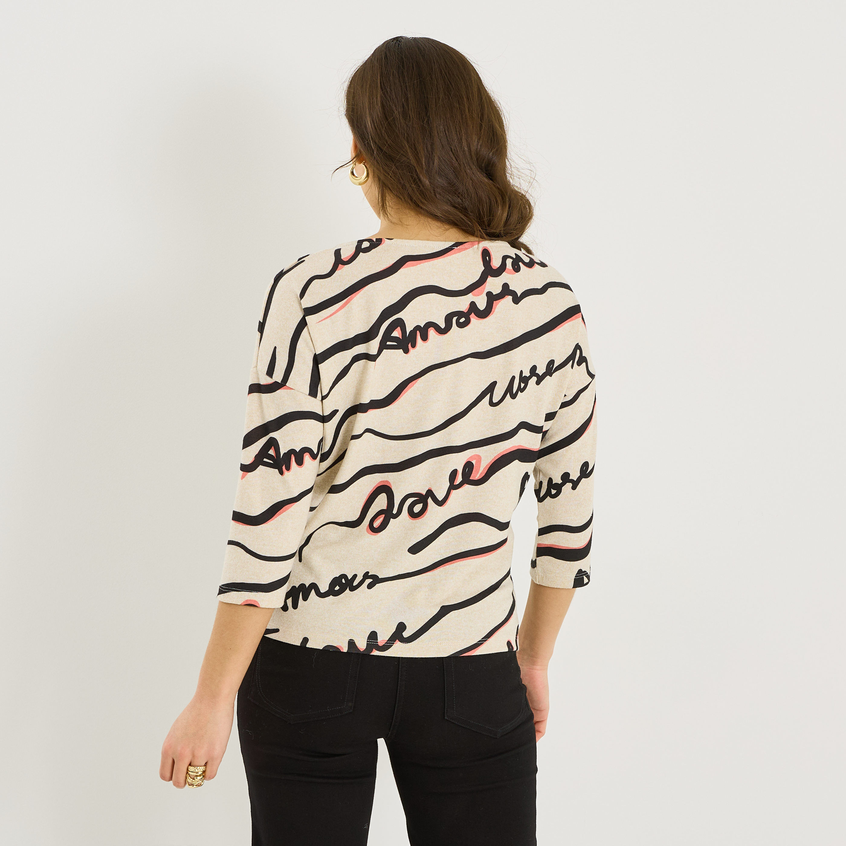 T-shirt doudou col V femme