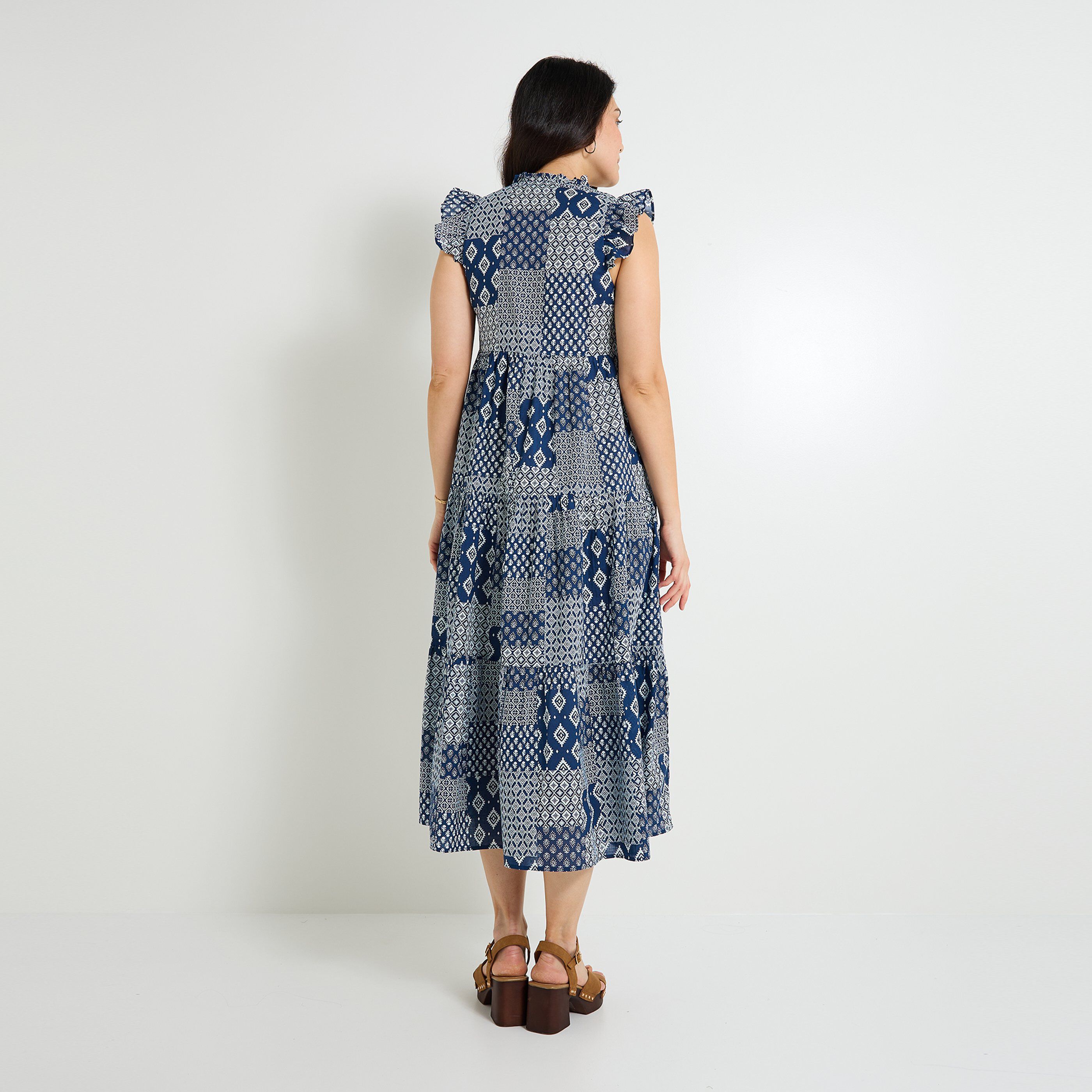 Robe longue boh&egrave;me imprim&eacute;e