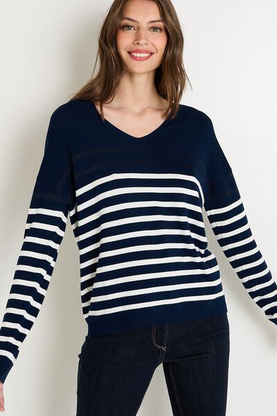 Pull col V femme
