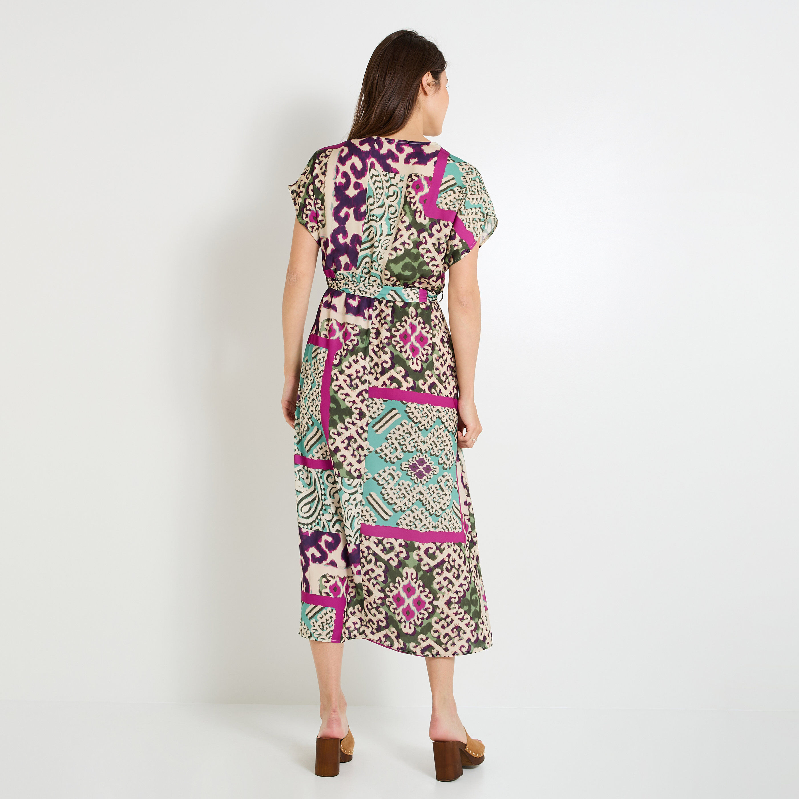 Robe longue imprim&eacute;e femme