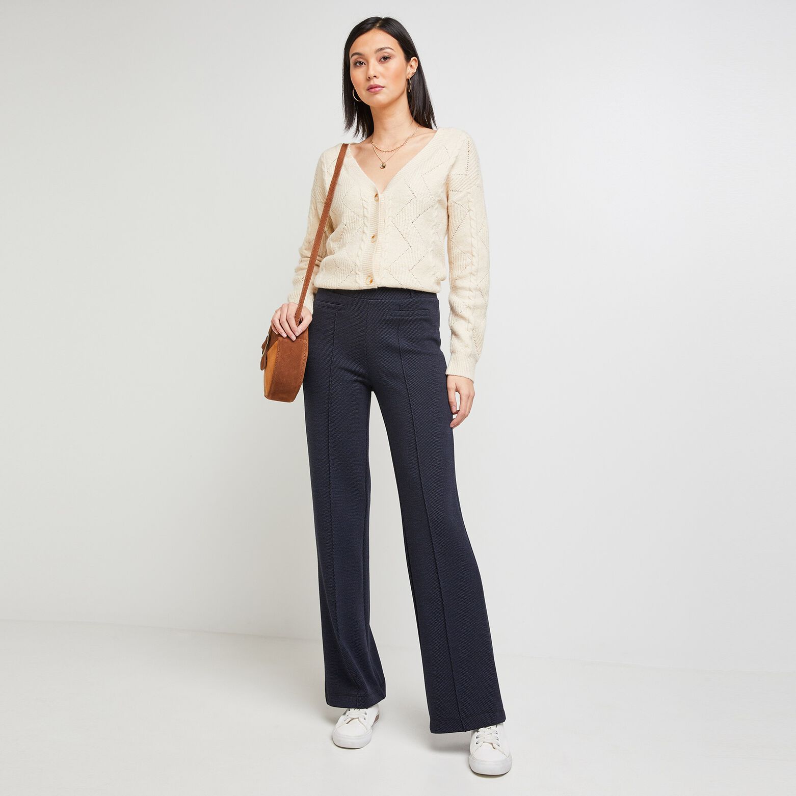 Pantalon en maille large femme