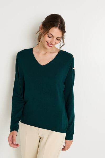Pull col V femme