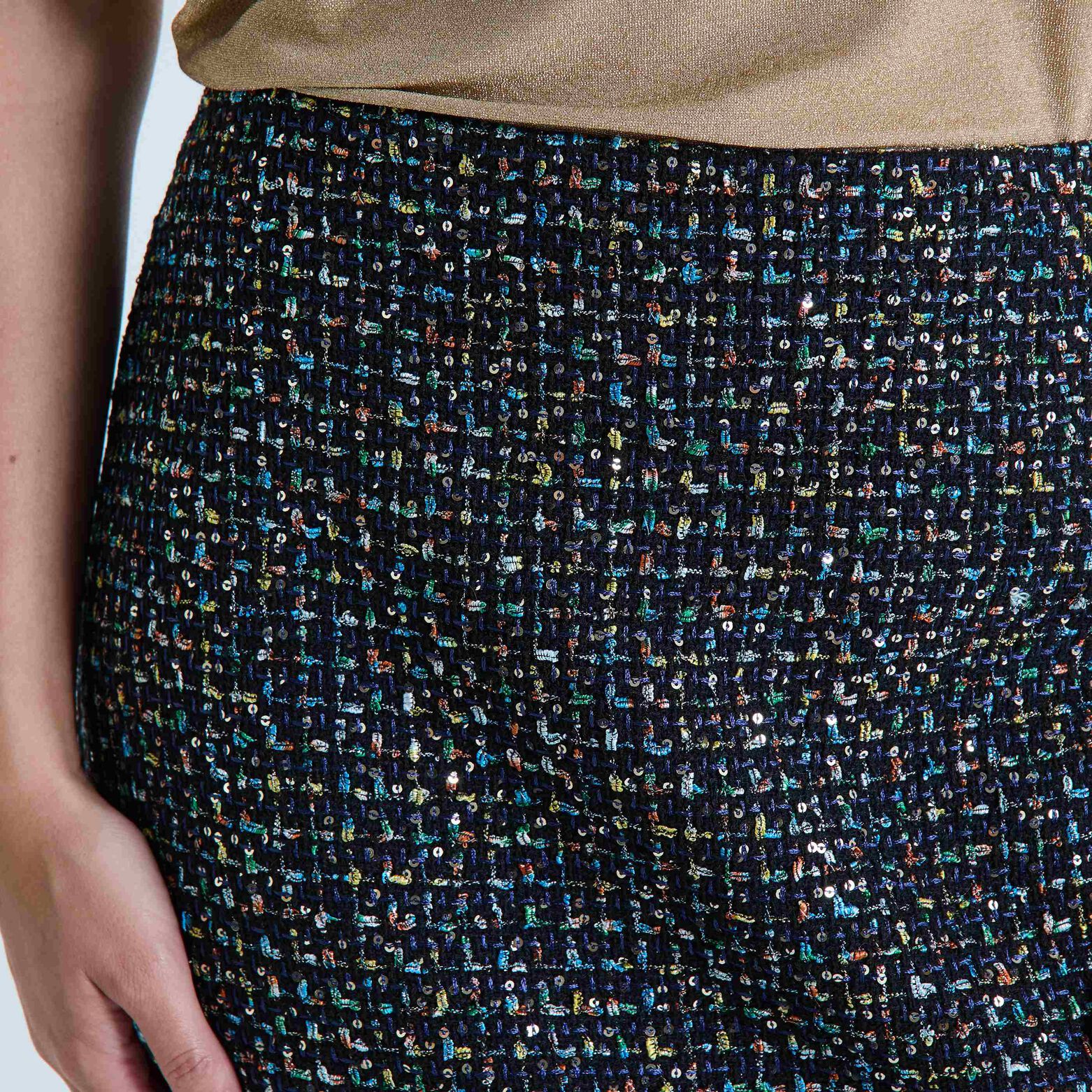 Jupe tweed sequins femme