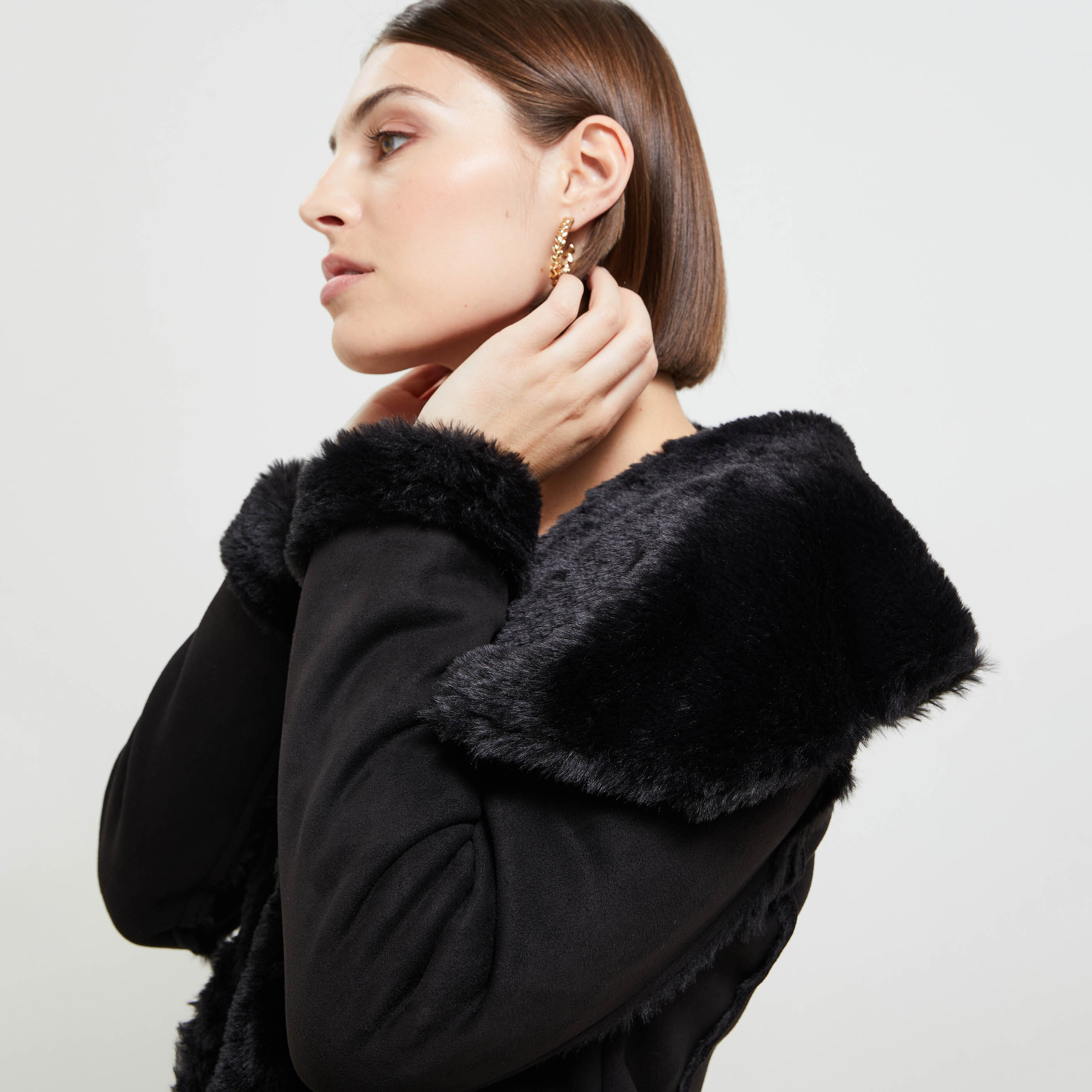 Manteau effet peau retournée best sale
