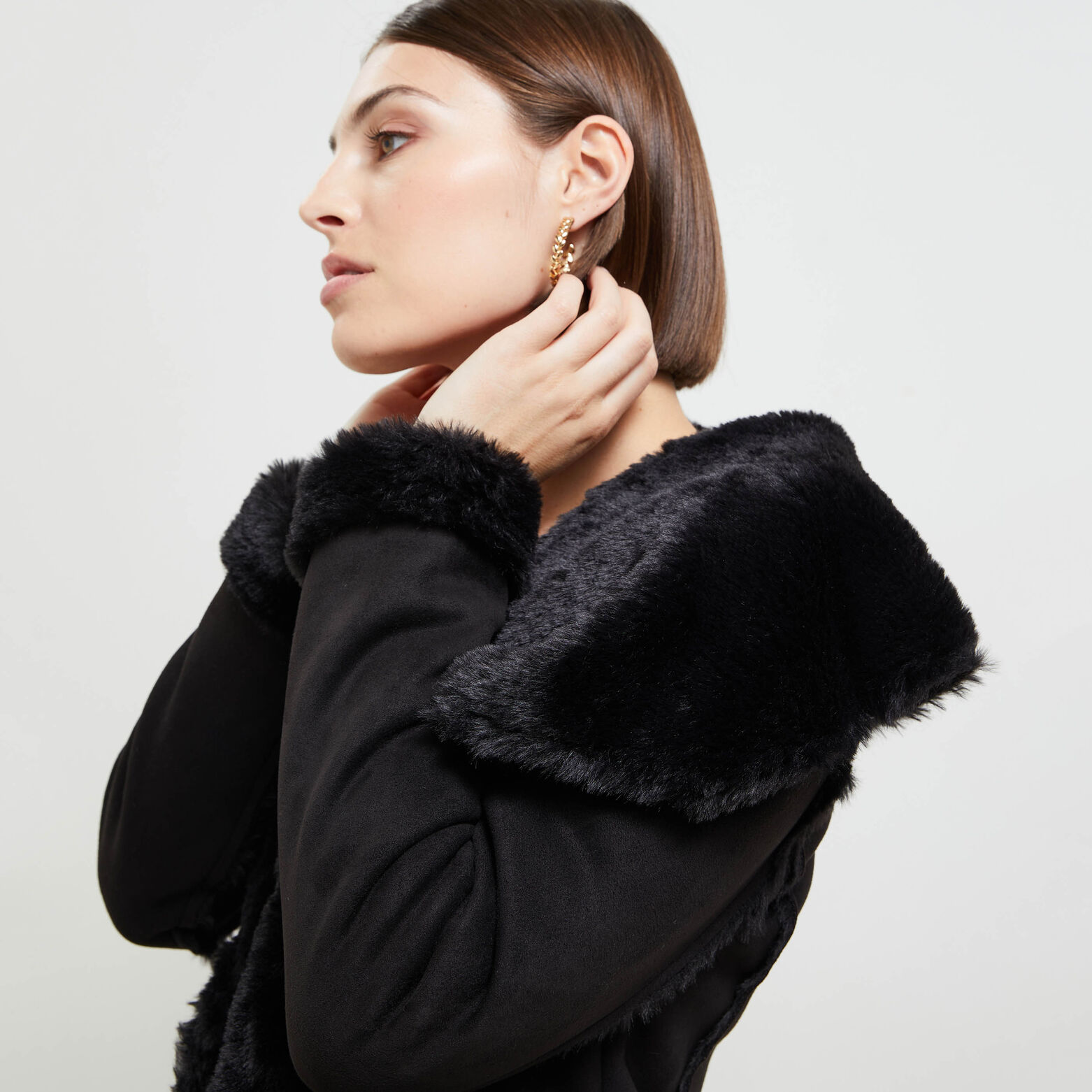 Manteau effet peau lainée femme