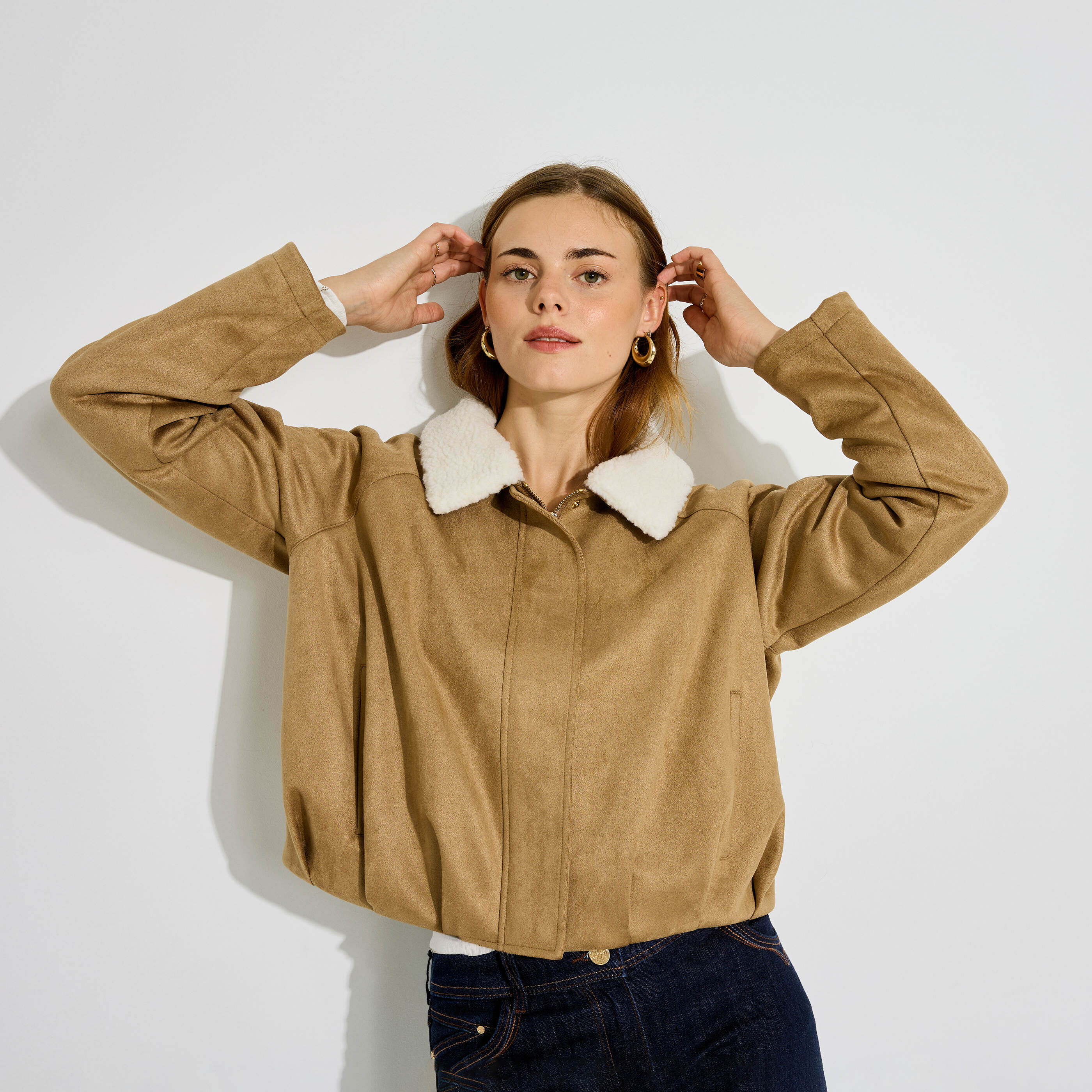 Blouson col amovible femme