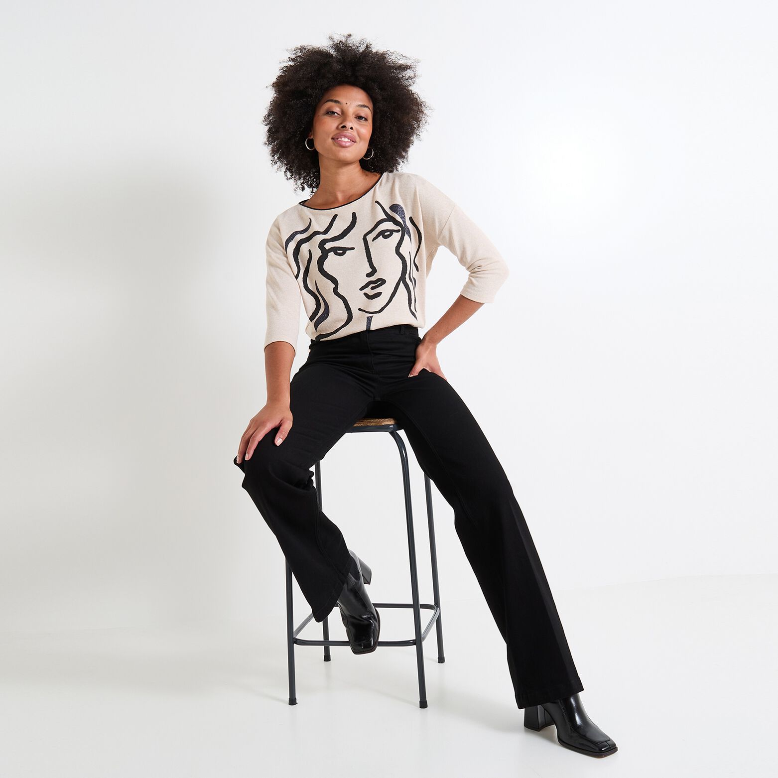 T-shirt col U femme