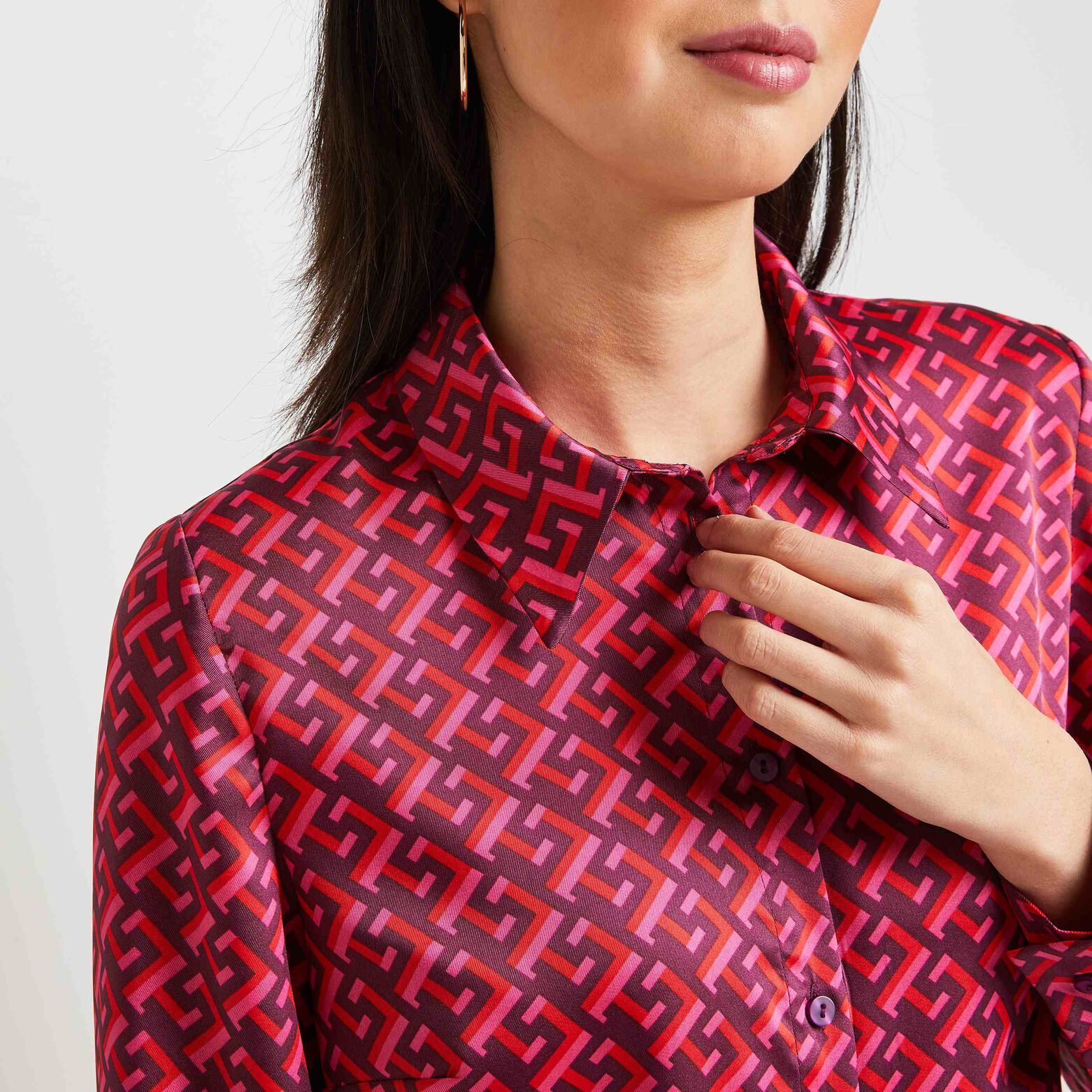 Chemise imprimée rose femme