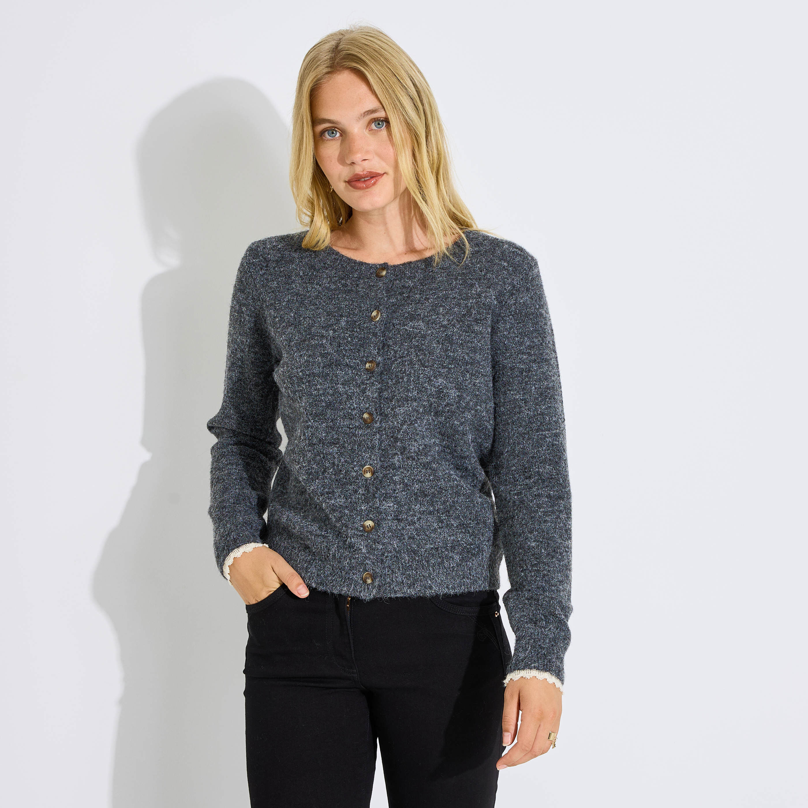 Gilet col rond femme