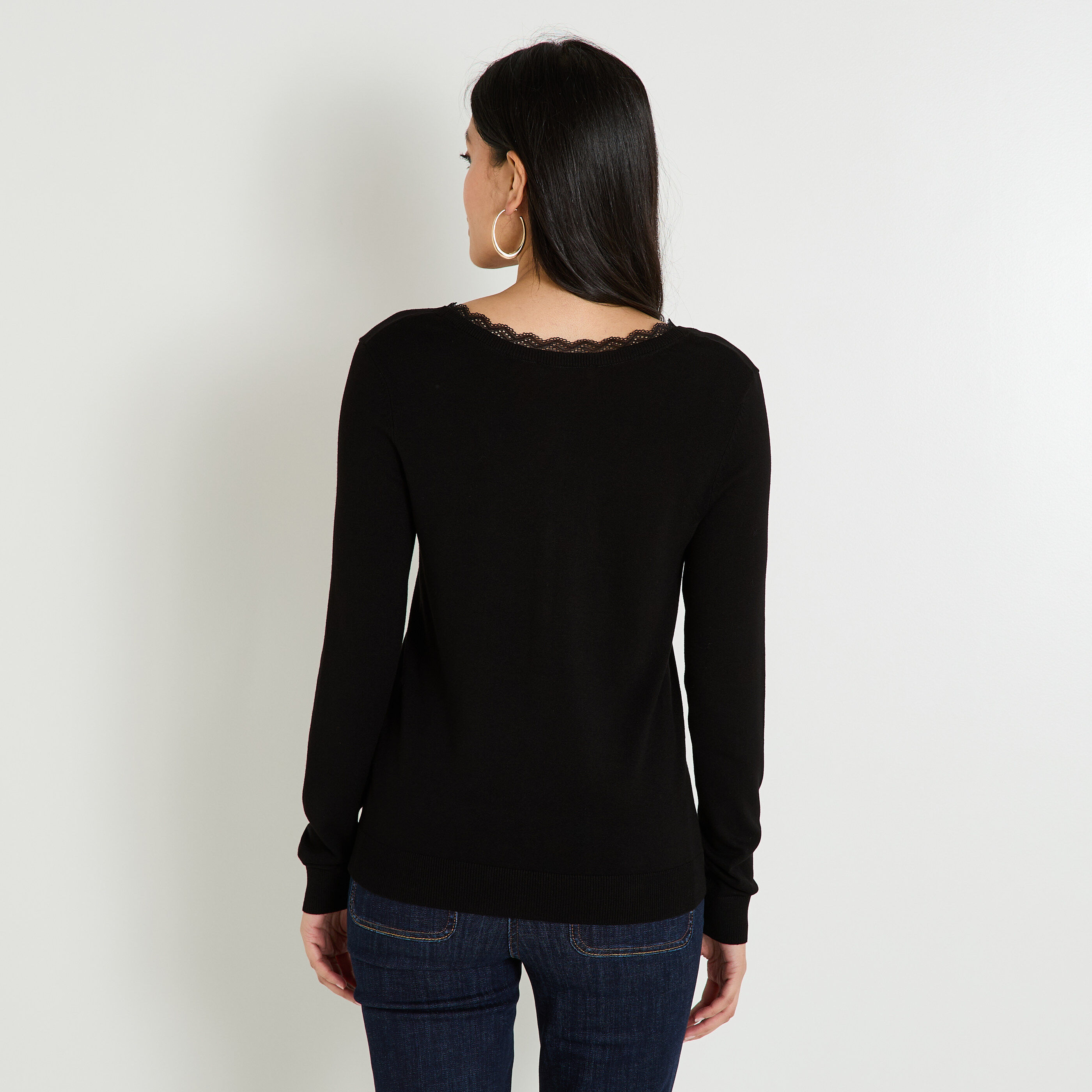 Gilet col V ajour&eacute; femme