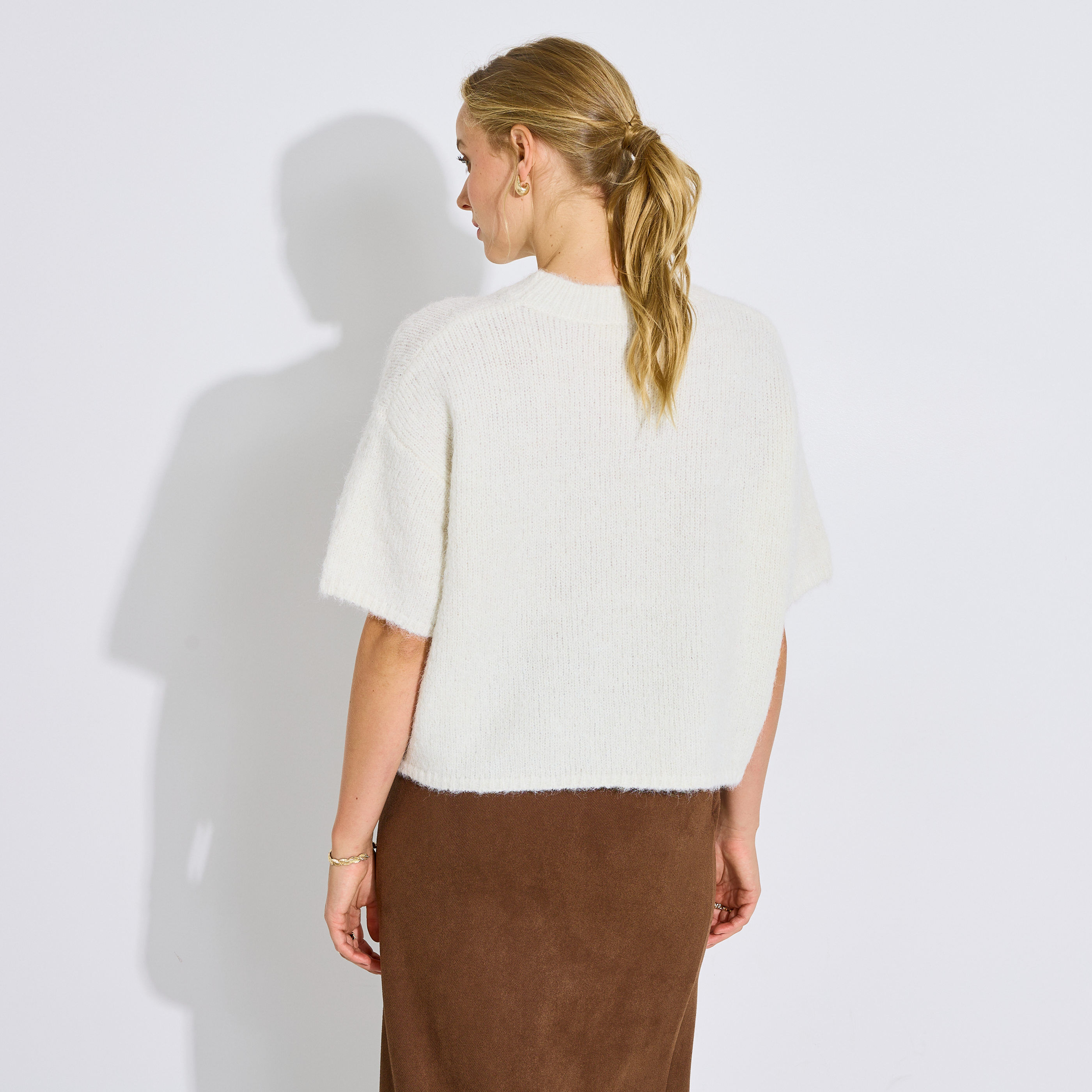 Pull oversize &agrave; manches courtes femme