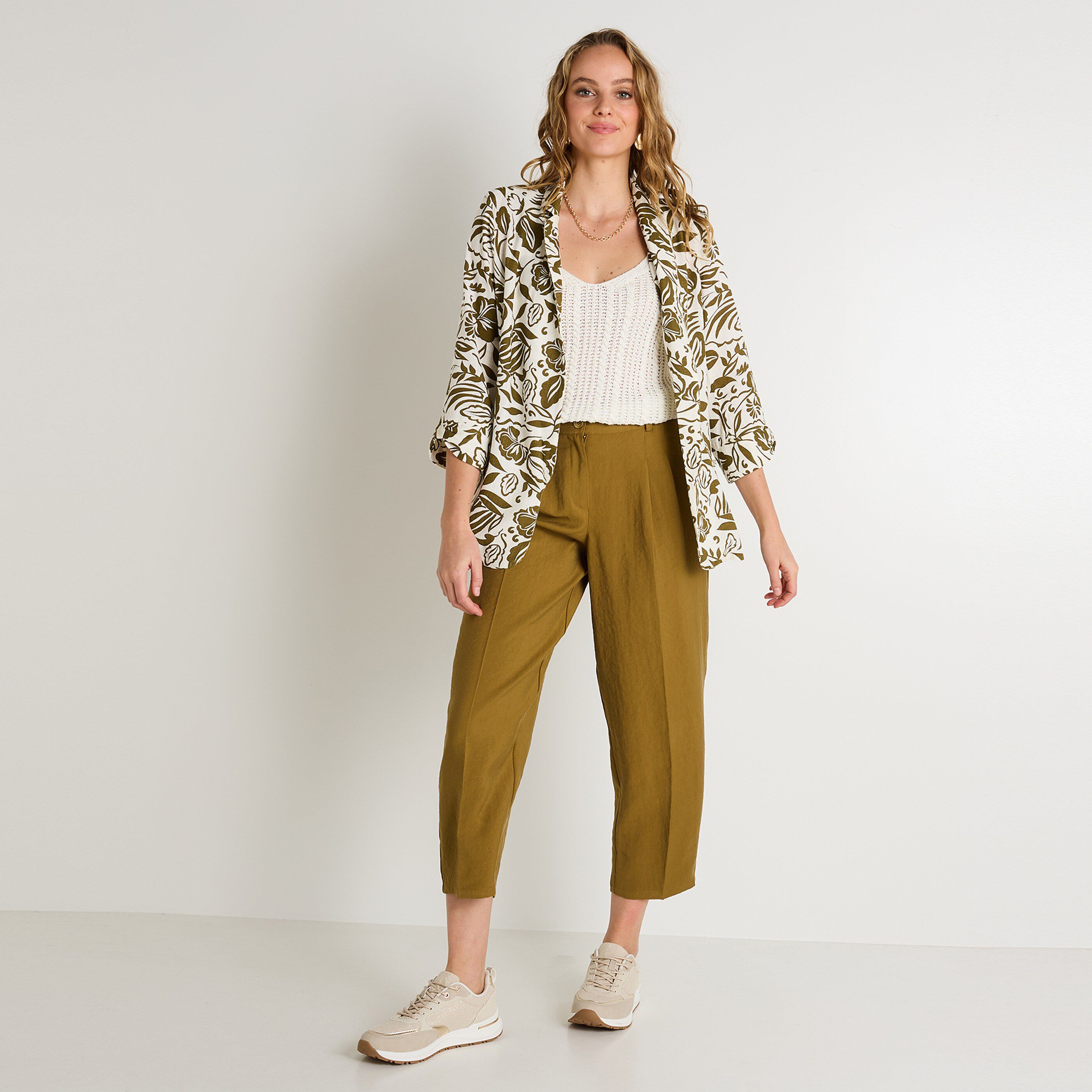 Blazer imprim&eacute; feuillage femme