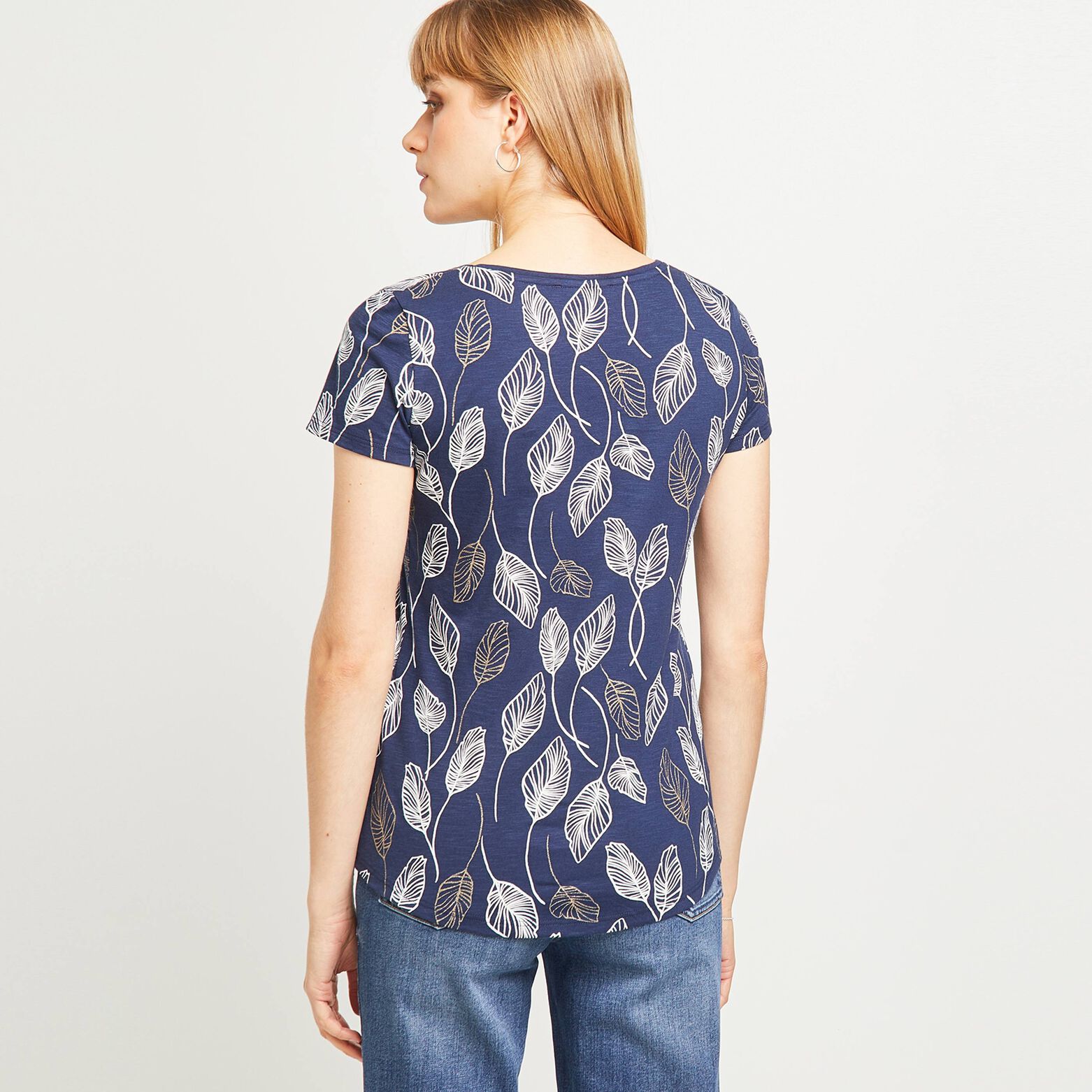 T-shirt imprimé col V femme