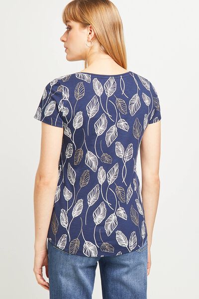 T-shirt imprimé col V femme