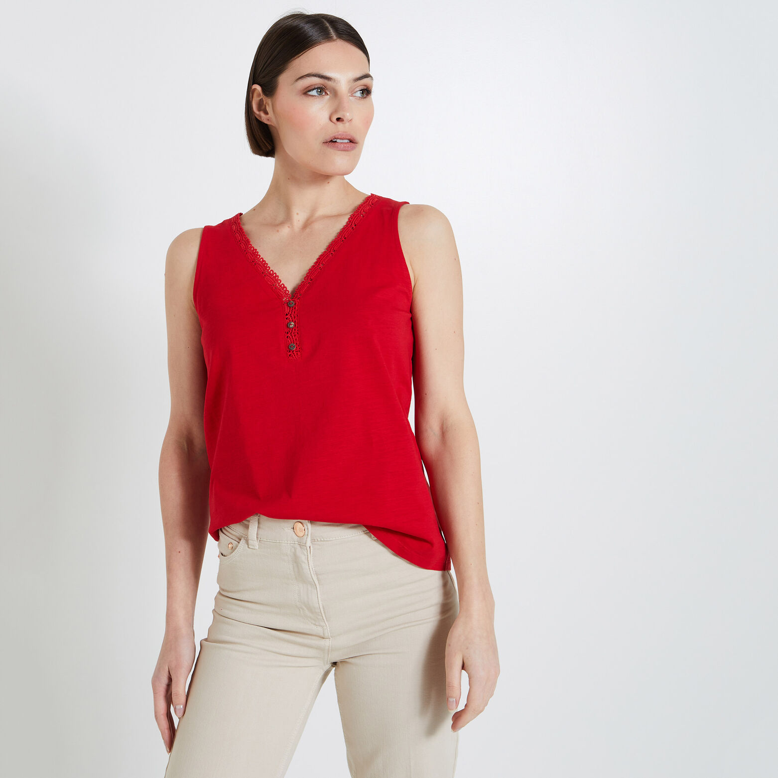 Débardeur col V femme